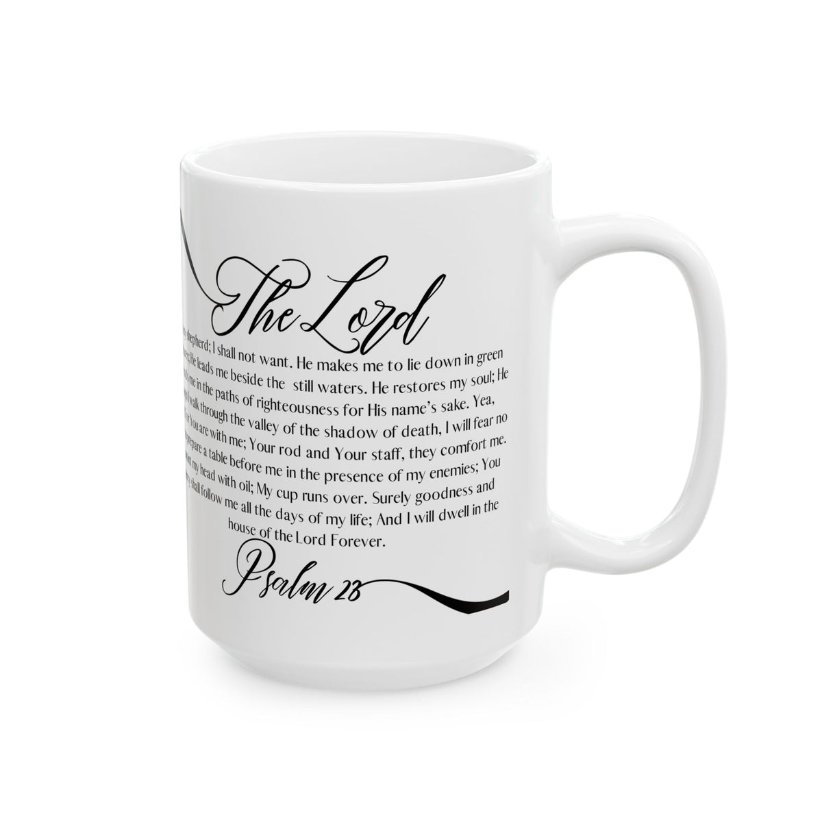Psalm 23 Ceramic Mug — Bible Verse Scripture Coffee Cup (11oz & 15oz)