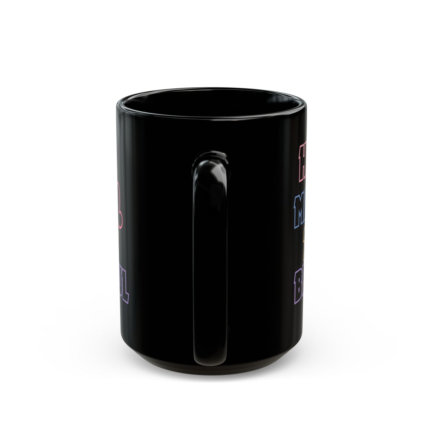 Ecclesiastes 3:11 Rainbow Lettering Black Coffee Mug — He Has Made All Things Beautiful