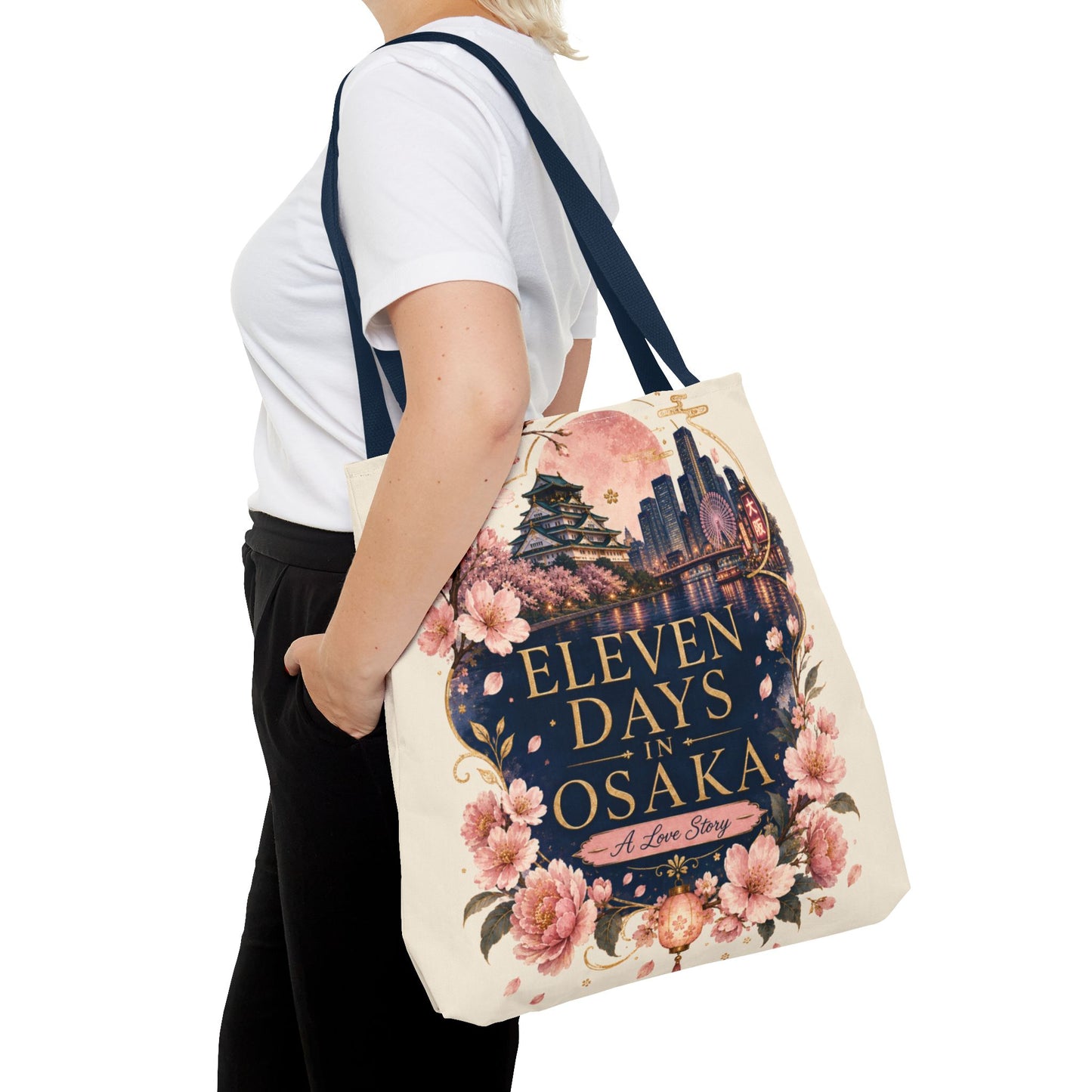 Osaka Travel Tote Bag — "Eleven Days in Osaka" Cherry Blossom Souvenir