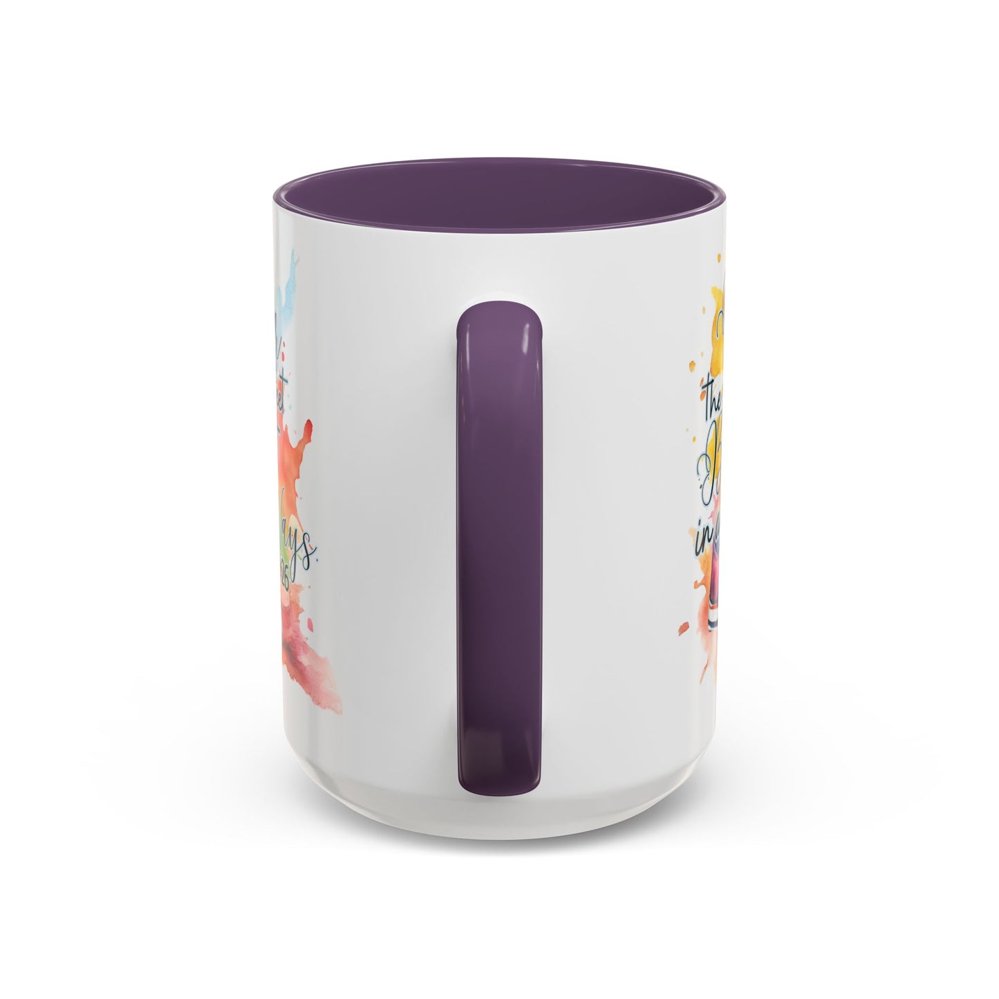 Accent Coffee Mug — Proverbs 4:26 'Ponder the Path of Your Feet' Watercolor Inspirational Mug (11/15oz)