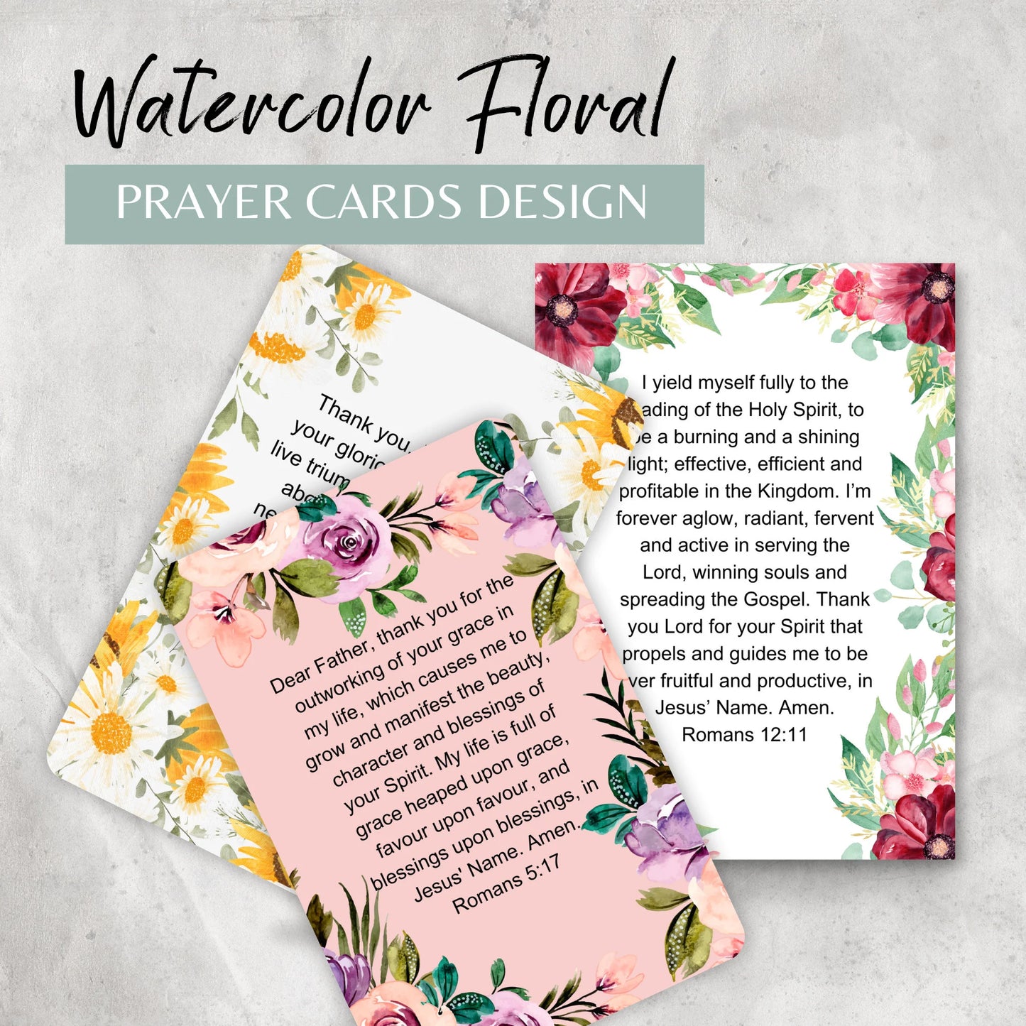 50 Printable Bible Verse Daily Prayer Cards Bundle