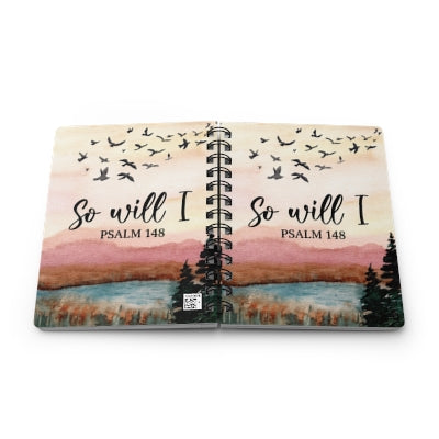 So Will I Psalm 148 Spiral Journal | Scripture Birds Landscape
