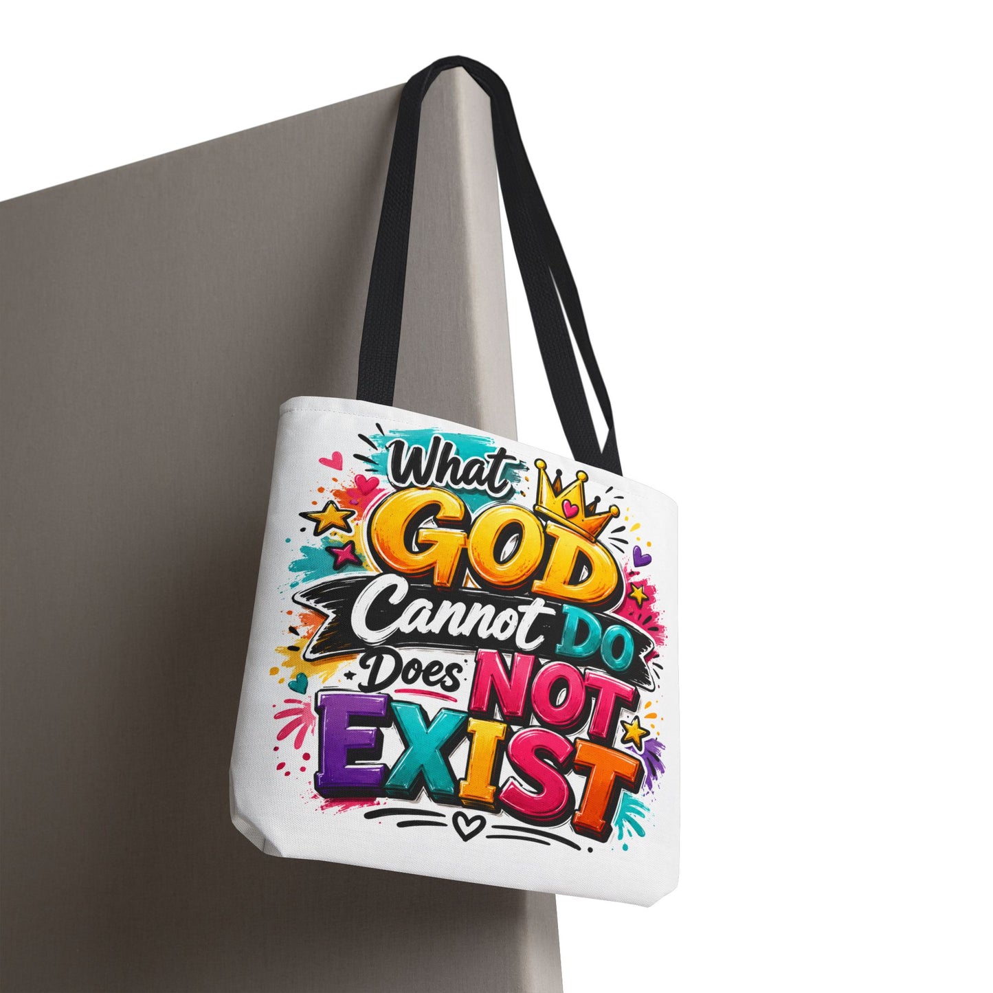 What God Cannot Do Does Not Exist tote bag | Religious Scripture Graphic Tote