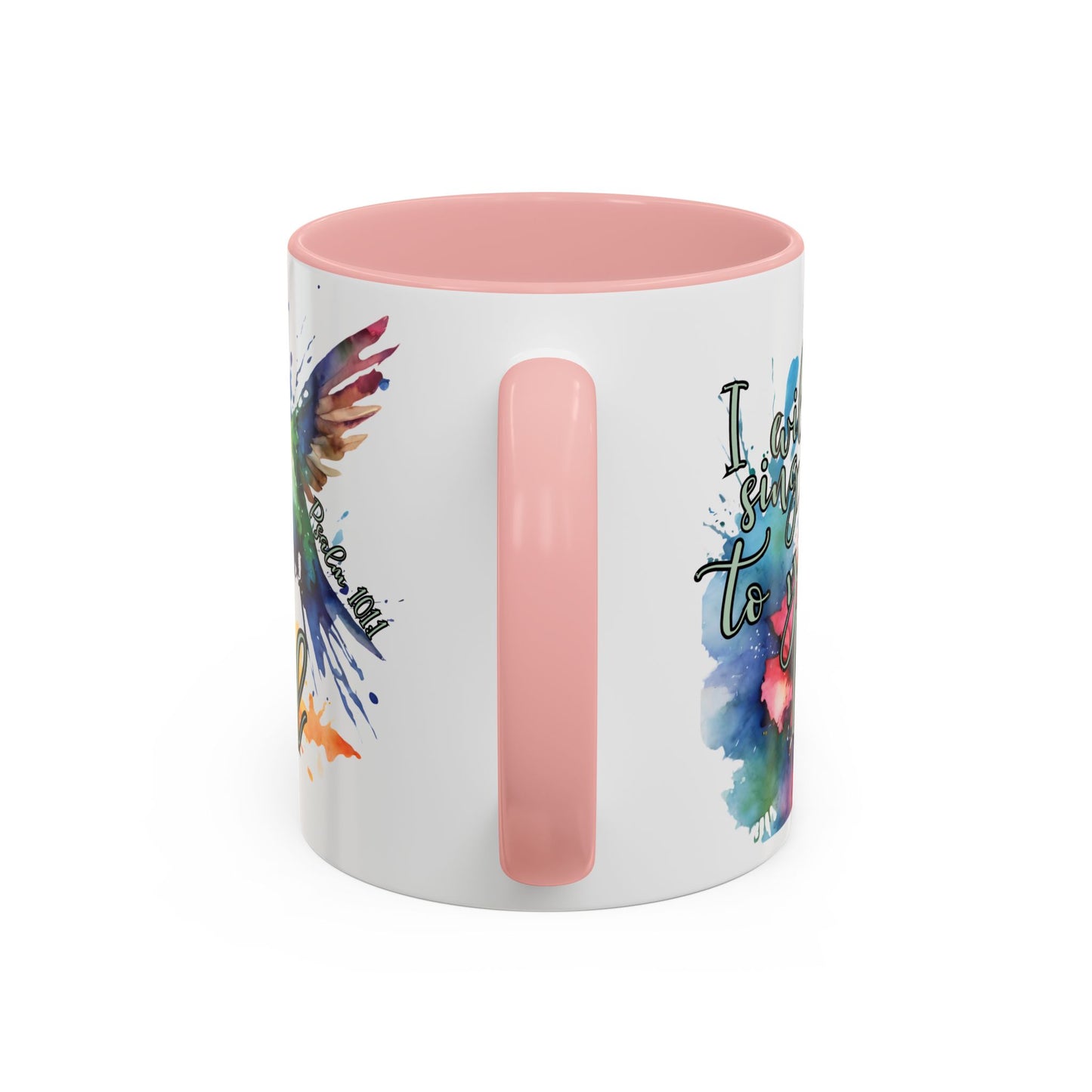 Coffee Mug — 'I Will Sing to You Lord' Watercolor Hummingbird