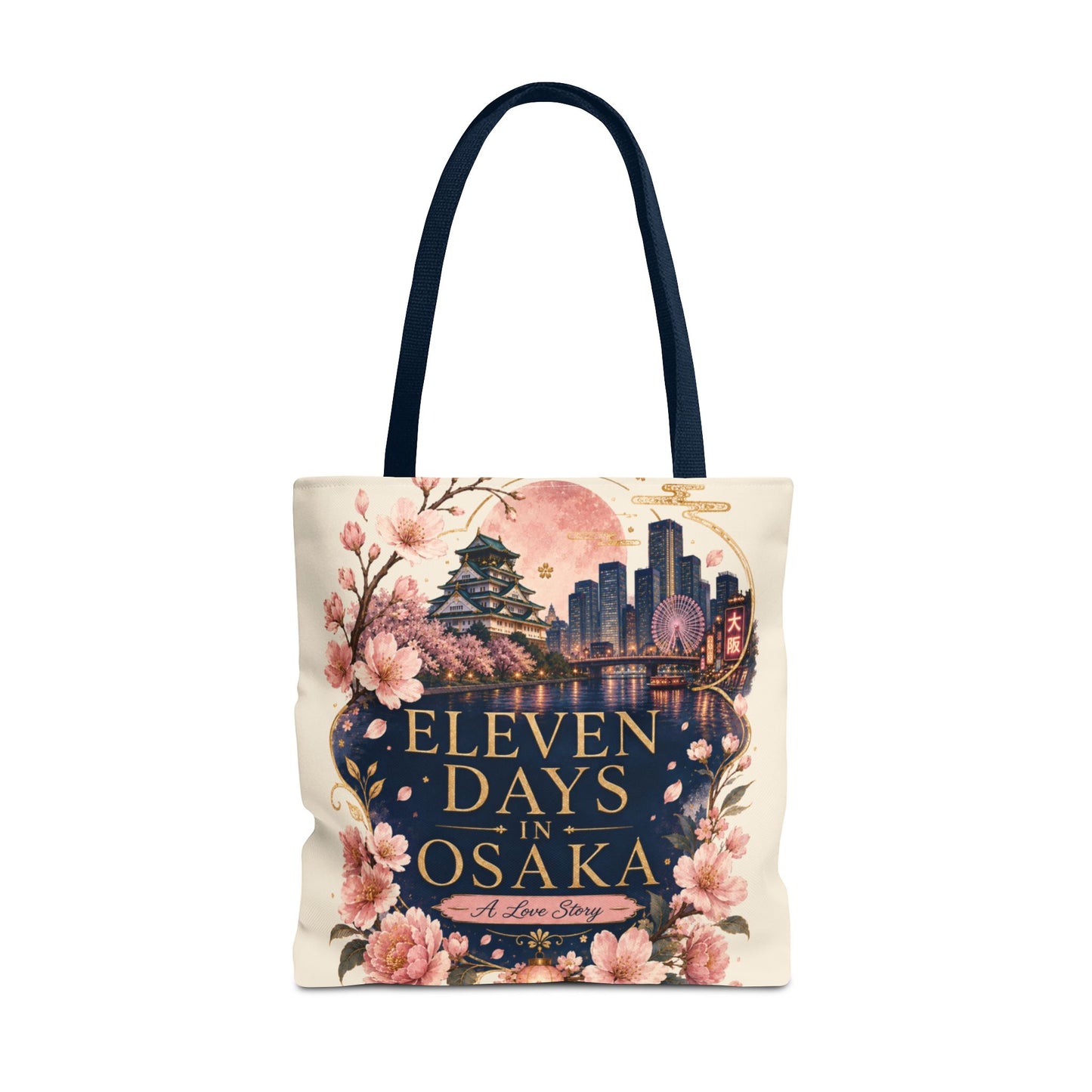 Osaka Travel Tote Bag — "Eleven Days in Osaka" Cherry Blossom Souvenir