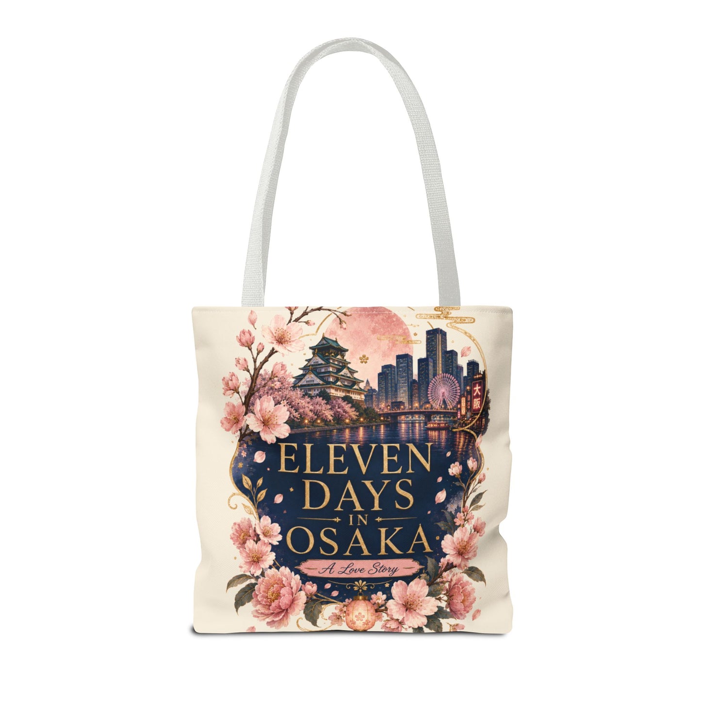 Osaka Travel Tote Bag — "Eleven Days in Osaka" Cherry Blossom Souvenir