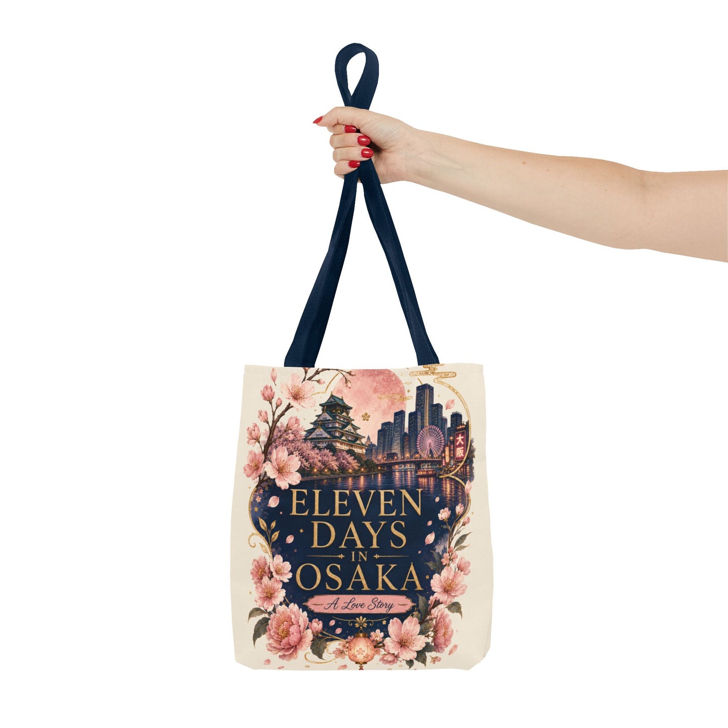 Osaka Travel Tote Bag — "Eleven Days in Osaka" Cherry Blossom Souvenir