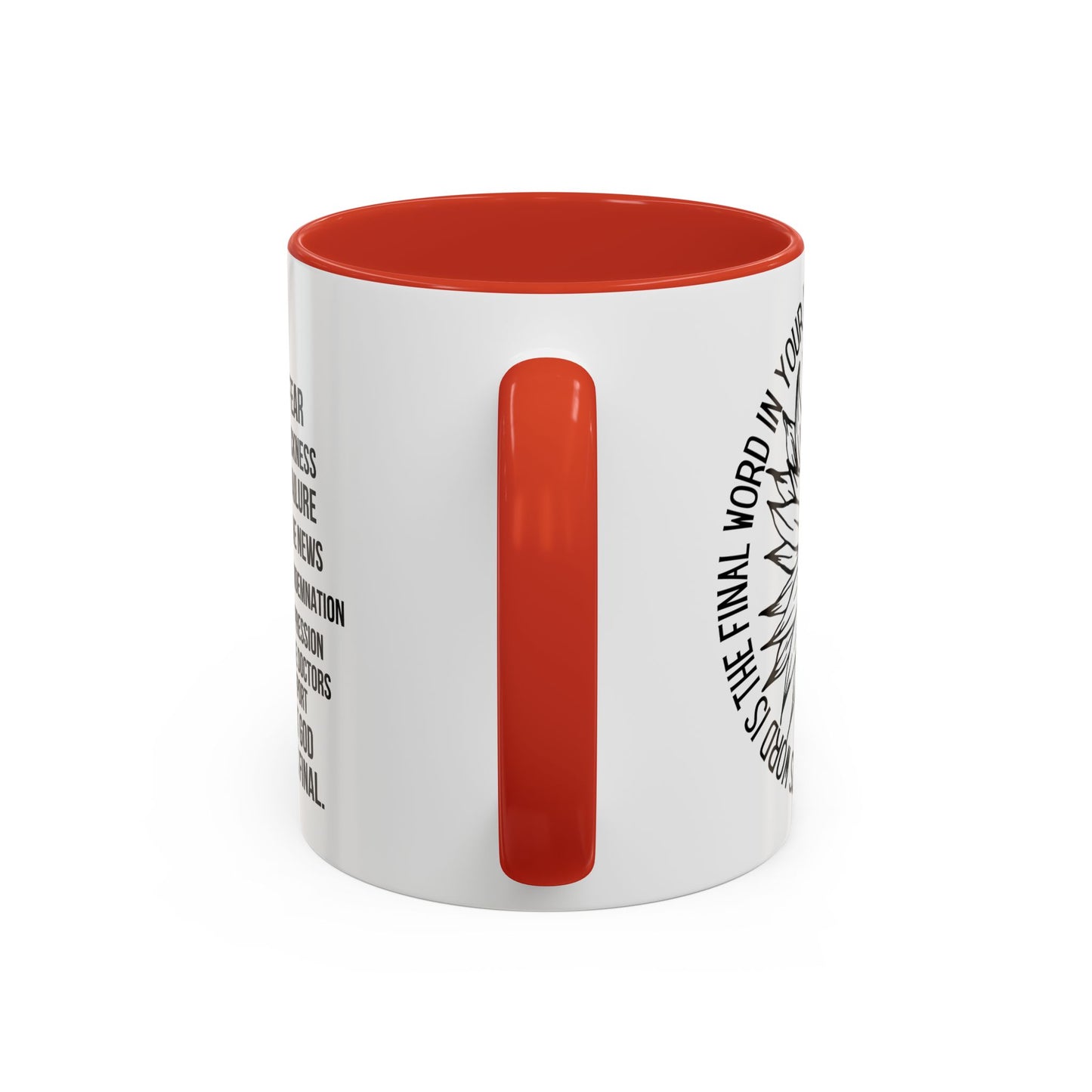 Inspirational Faith Coffee Mug — "Not Fear, Not Sickness" Sunflower Scripture Accent