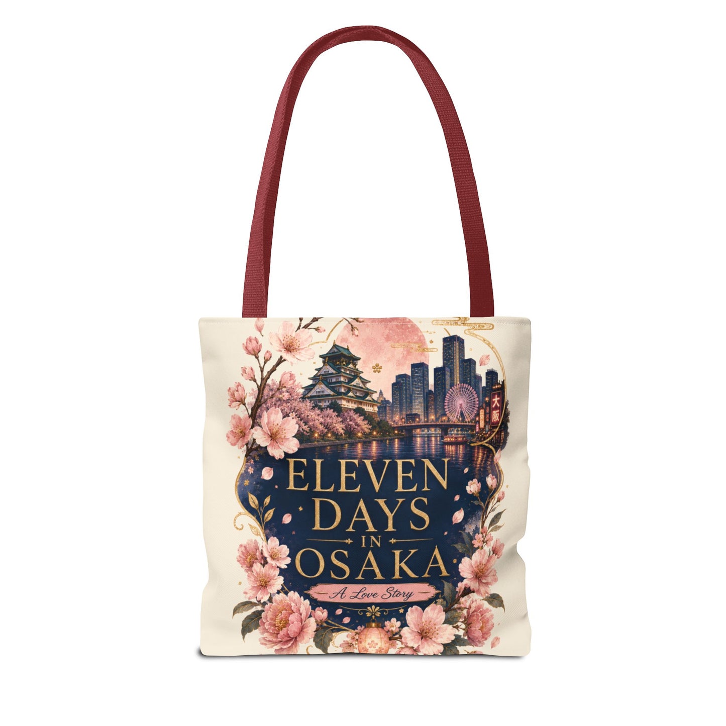 Osaka Travel Tote Bag — "Eleven Days in Osaka" Cherry Blossom Souvenir