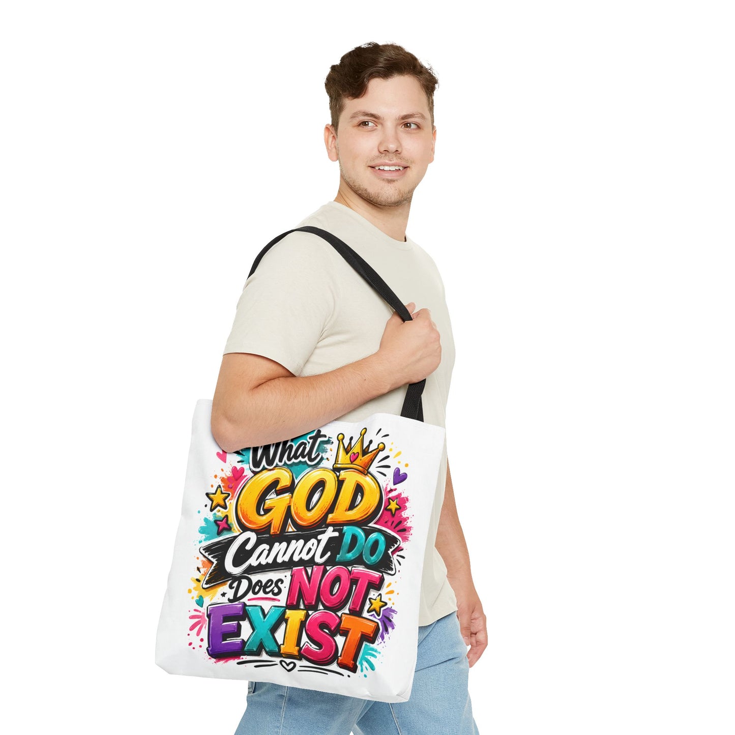 What God Cannot Do Does Not Exist tote bag | Religious Scripture Graphic Tote