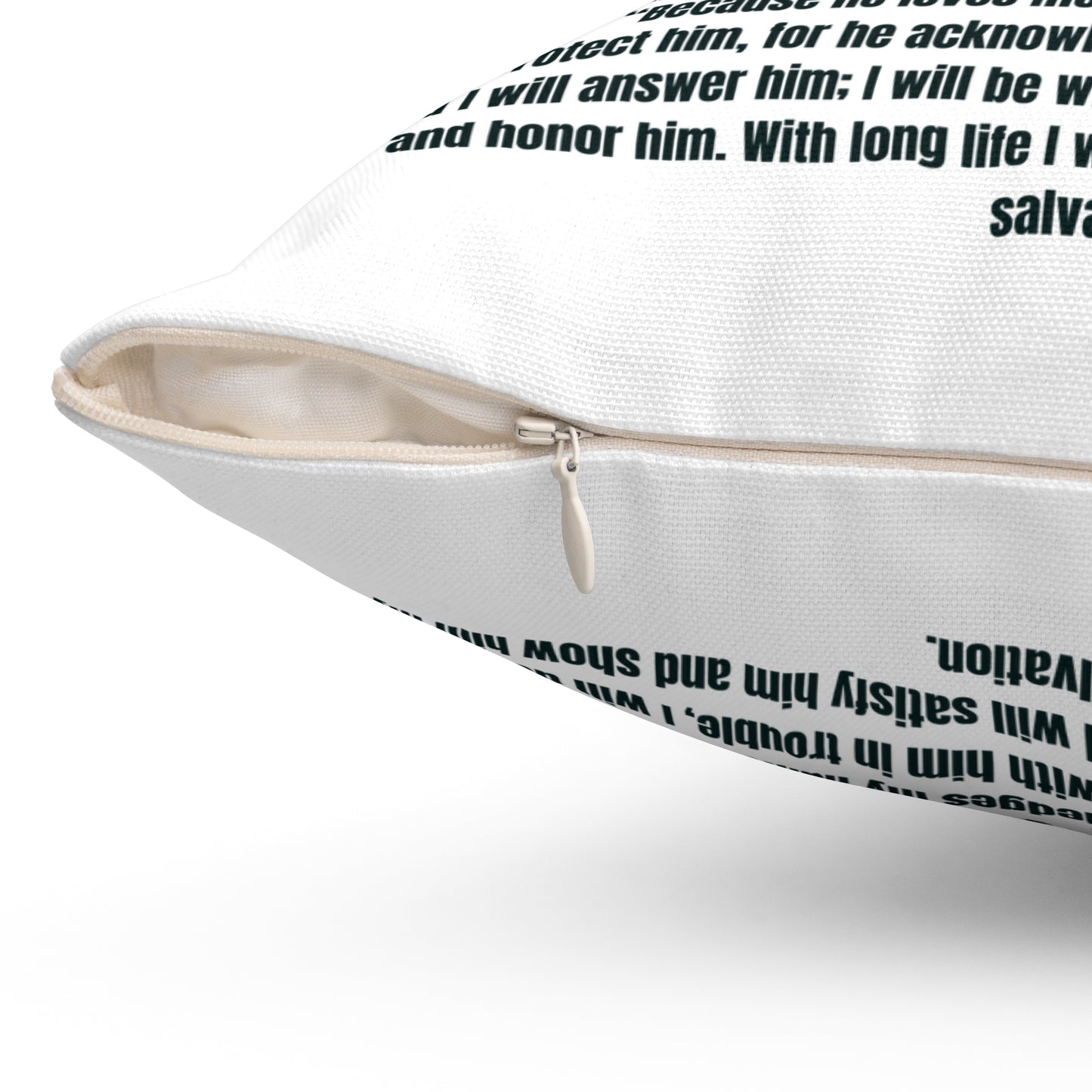 Psalm 91 Scripture Throw Pillow — Inspirational Faith Quote Home Decor