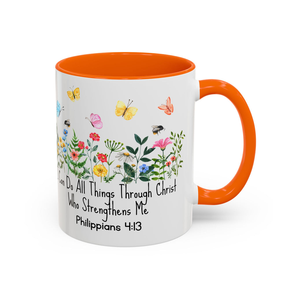 Inspirational Floral Coffee Mug — "I Can Do All Things Through Christ" Philippians 4:13