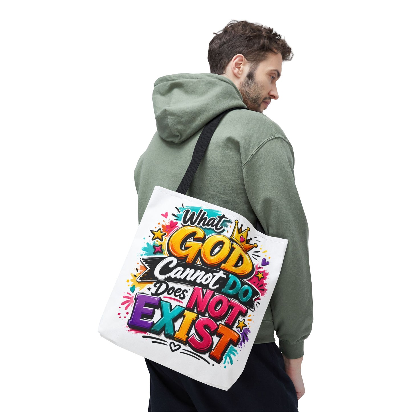 What God Cannot Do Does Not Exist tote bag | Religious Scripture Graphic Tote