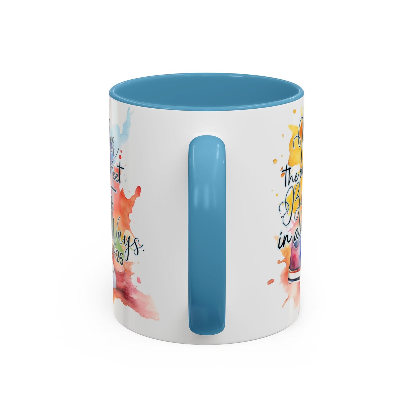 Accent Coffee Mug — Proverbs 4:26 'Ponder the Path of Your Feet' Watercolor Inspirational Mug