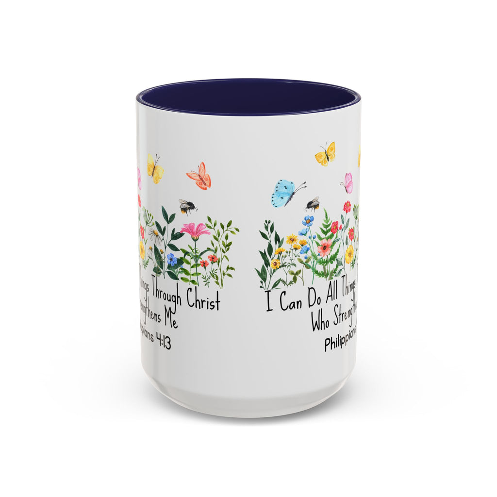 Inspirational Floral Coffee Mug — "I Can Do All Things Through Christ" Philippians 4:13