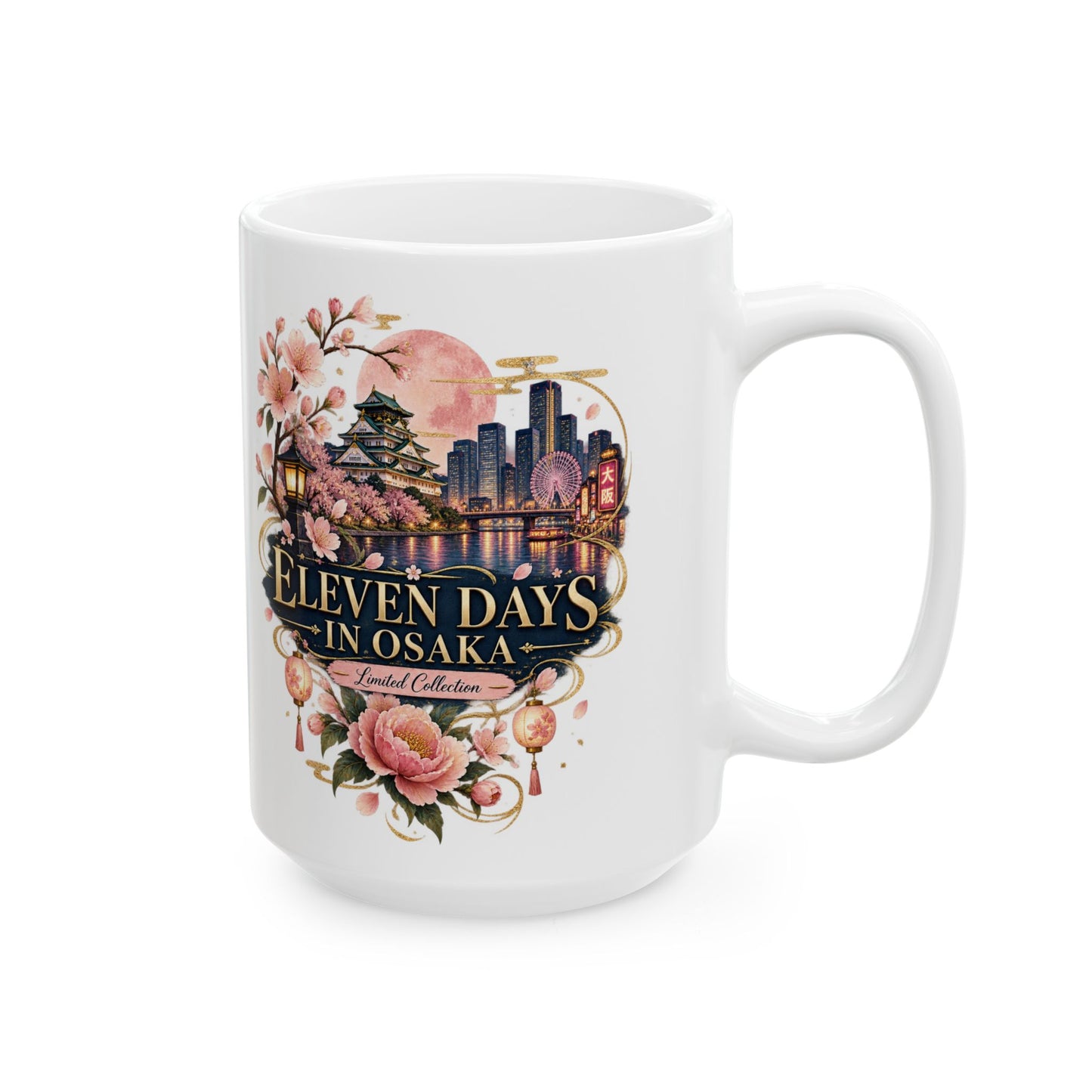 Elegant Floral 'Eleven Days in Osaka' Ceramic Mug — Inspirational Gift