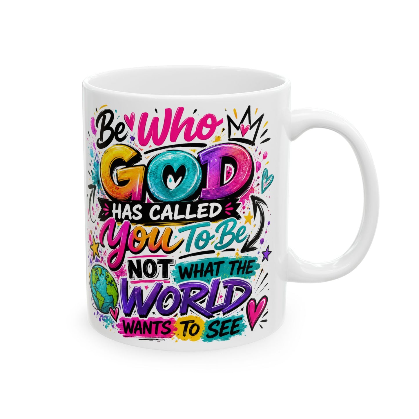 Be Kind to the World Mug | Colorful Positive Quote Ceramic Coffee Cup