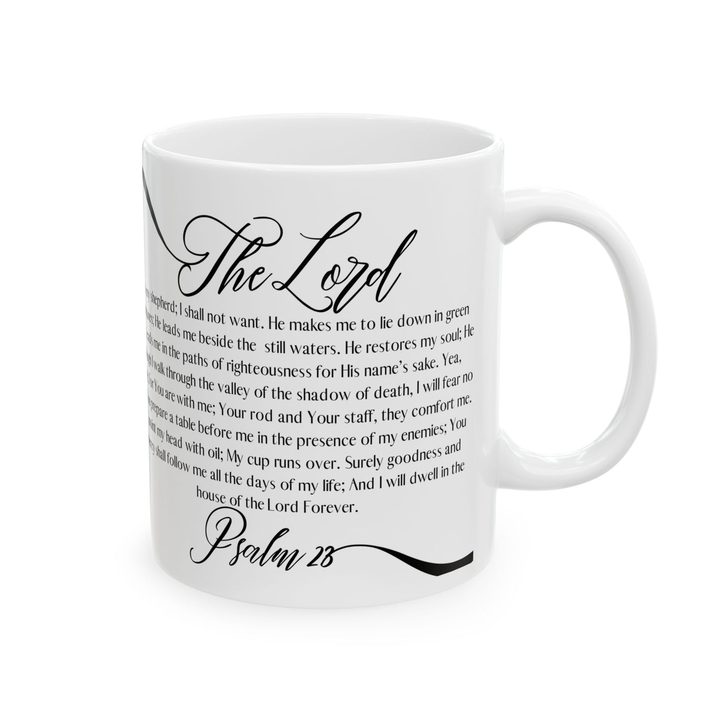Psalm 23 Ceramic Mug — Bible Verse Scripture Coffee Cup (11oz & 15oz)