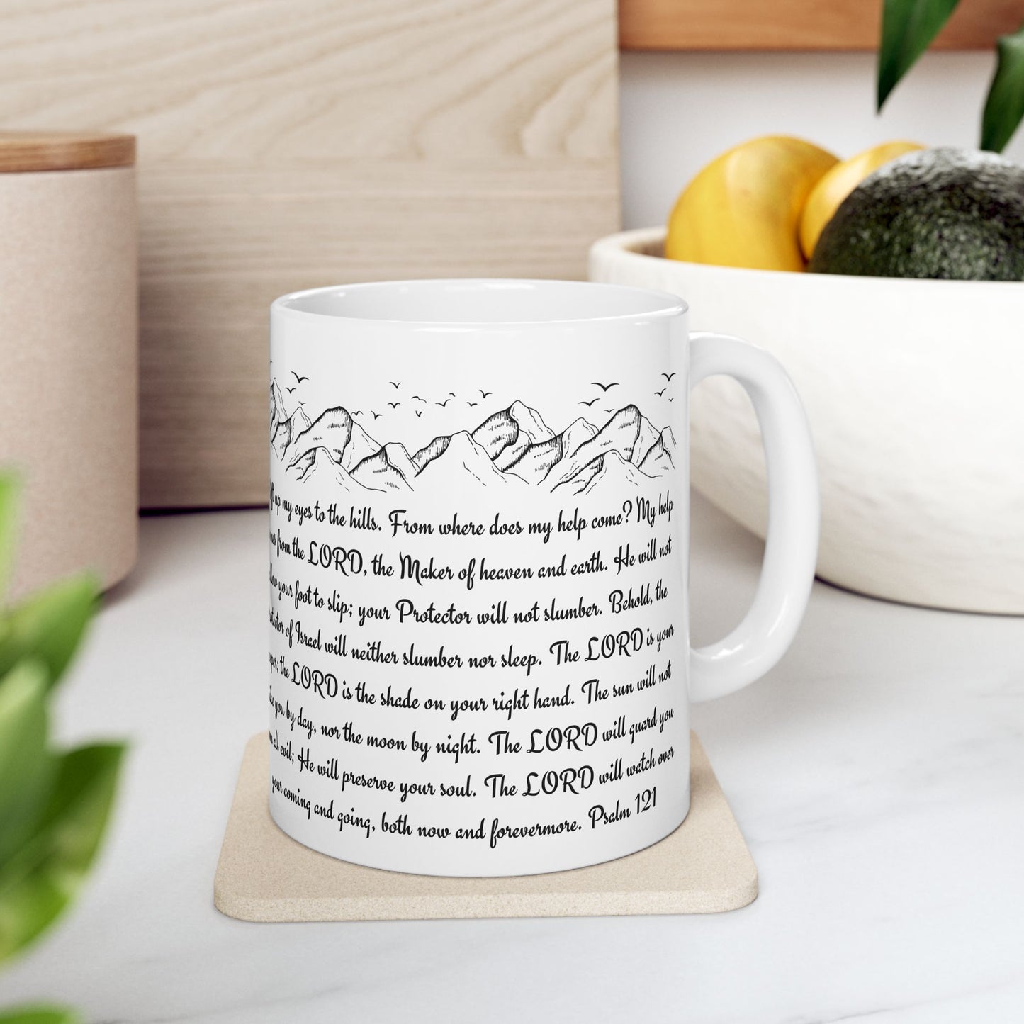 Inspirational Psalm 121 Ceramic Mug — 'My Help Comes From the LORD' Scripture Coffee Cup