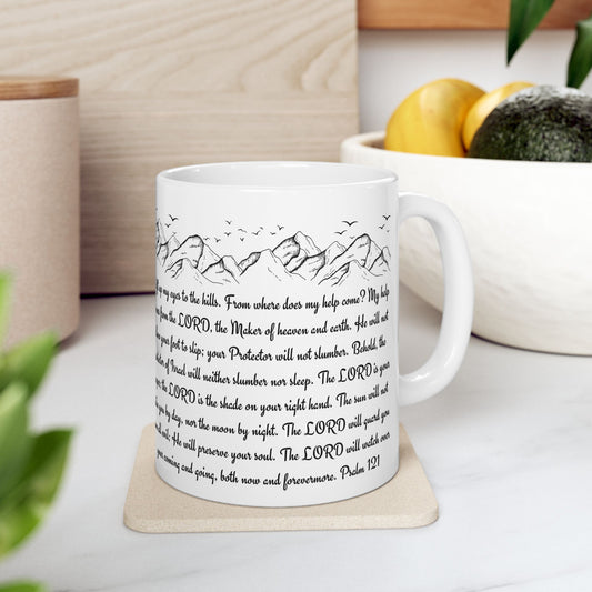 Inspirational Psalm 121 Ceramic Mug — 'My Help Comes From the LORD' Scripture Coffee Cup