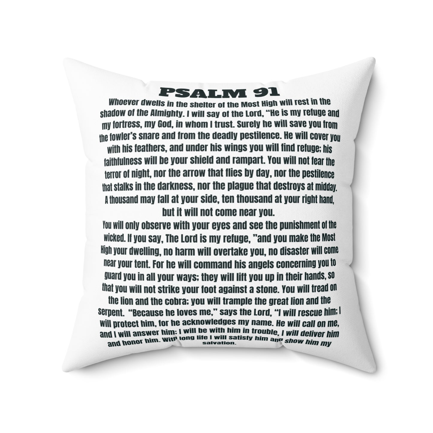 Psalm 91 Scripture Throw Pillow — Inspirational Faith Quote Home Decor