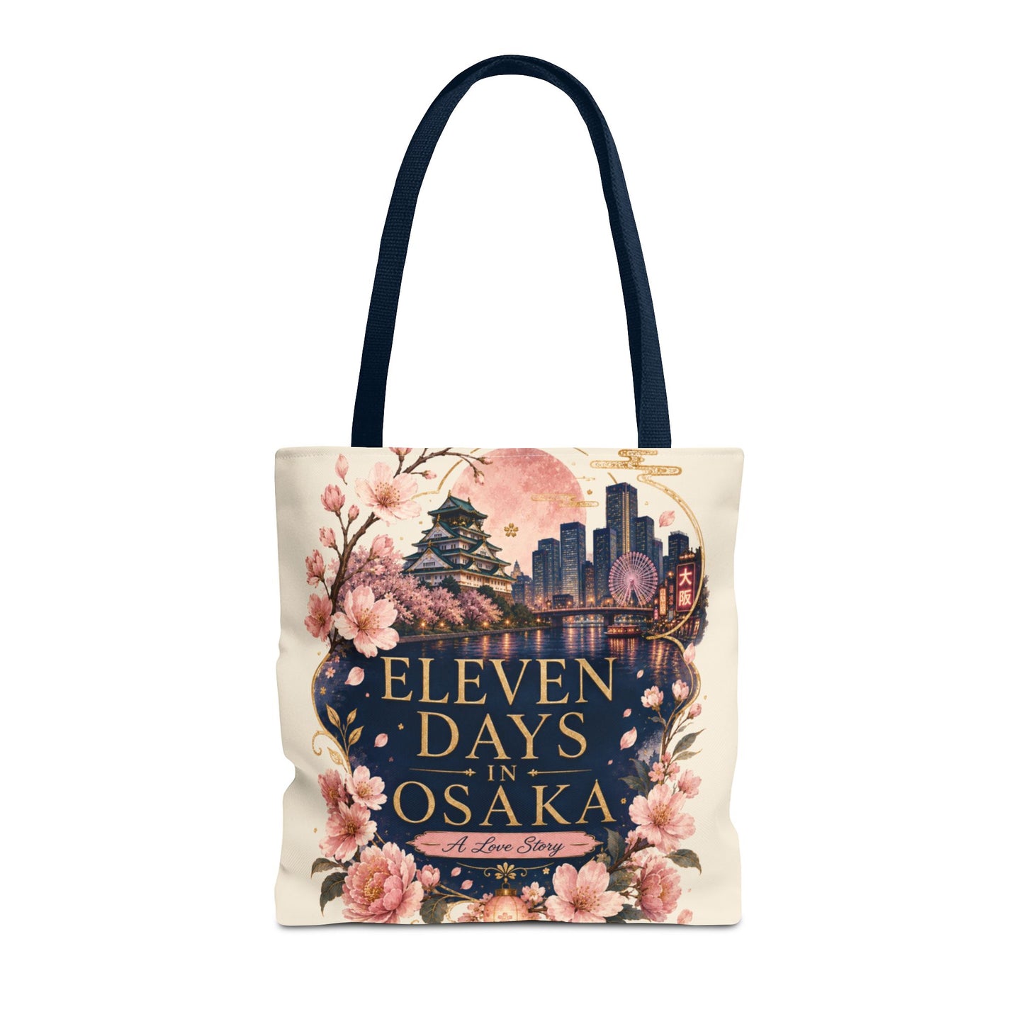 Osaka Travel Tote Bag — "Eleven Days in Osaka" Cherry Blossom Souvenir