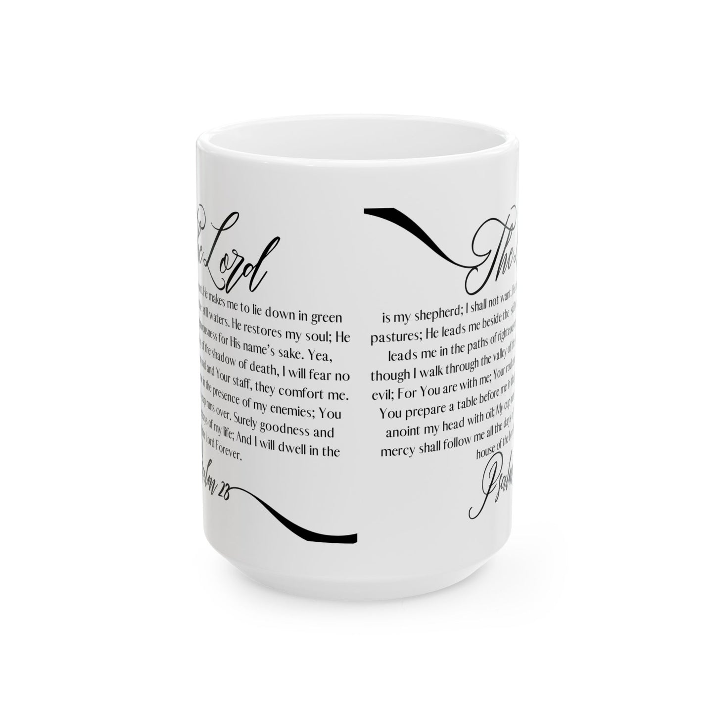 Psalm 23 Ceramic Mug — Bible Verse Scripture Coffee Cup (11oz & 15oz)