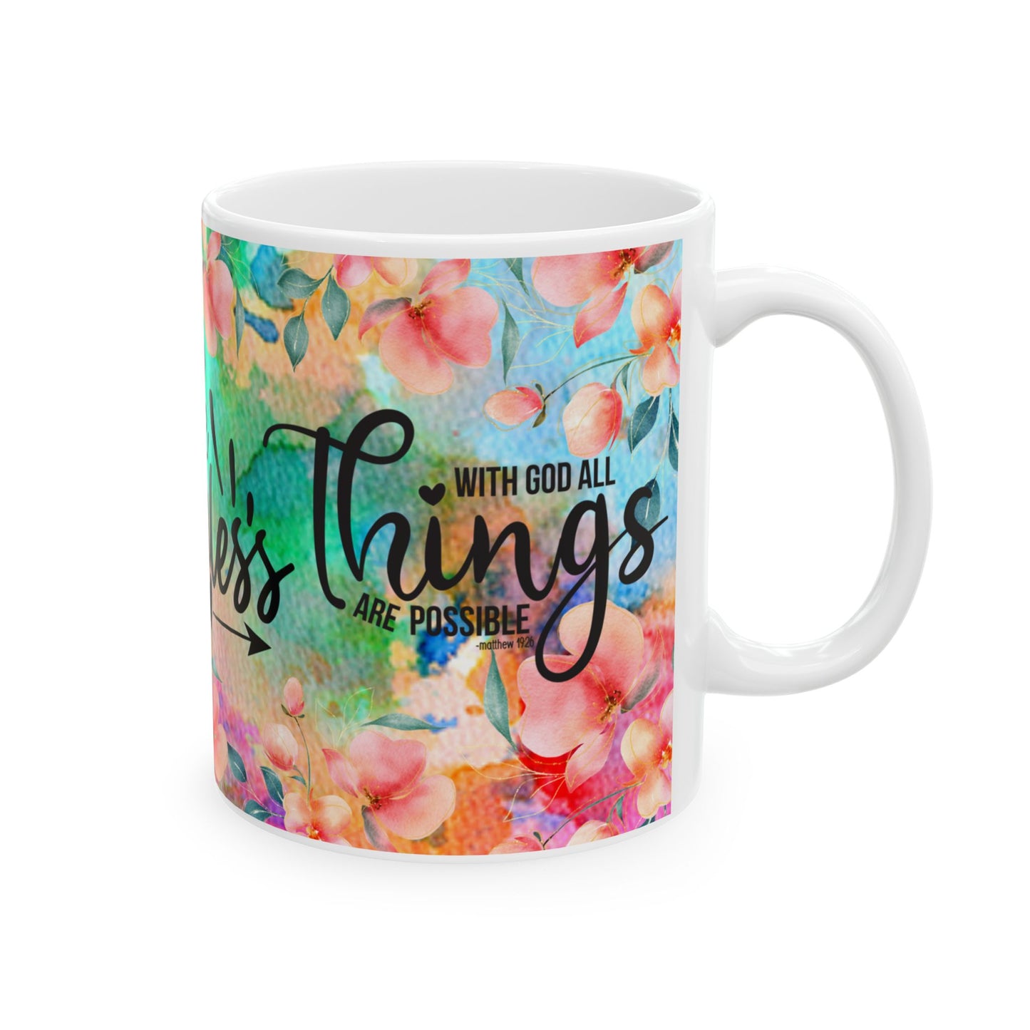 Be Fearless Floral Ceramic Mug — Inspirational Coffee Cup (11oz, 15oz)
