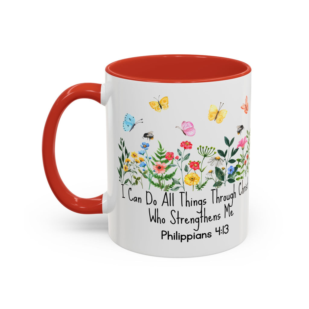 Inspirational Floral Coffee Mug — "I Can Do All Things Through Christ" Philippians 4:13
