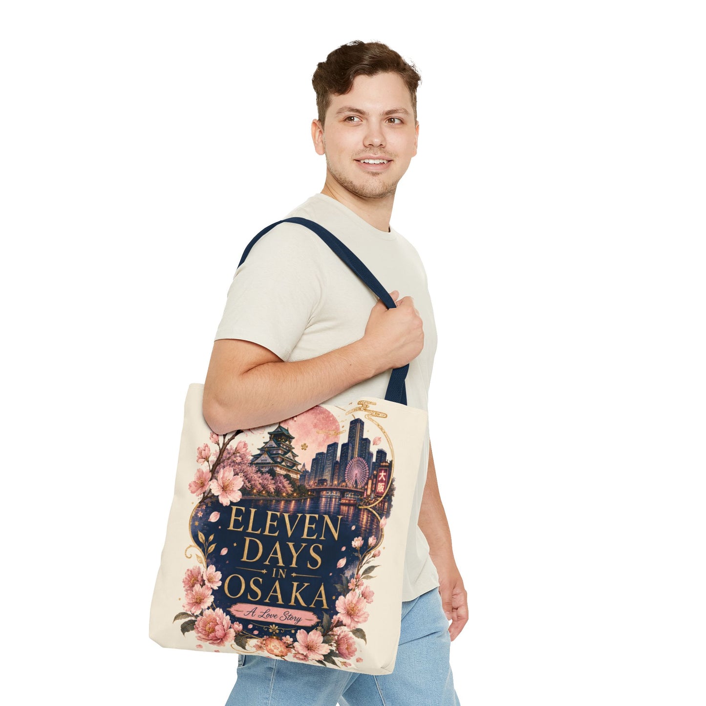 Osaka Travel Tote Bag — "Eleven Days in Osaka" Cherry Blossom Souvenir