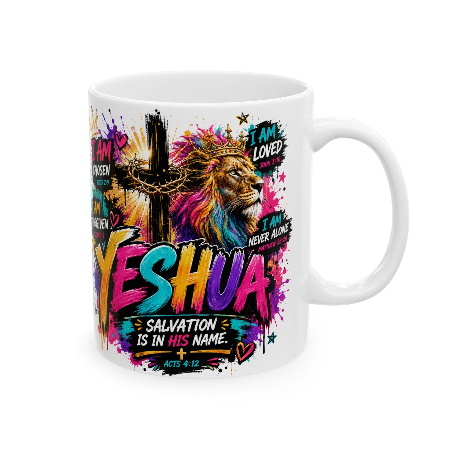 Yeshua Christian Mug Affirmation Lion Yes Mug | I Am Loved, Chosen, Forgiven Ceramic Mug