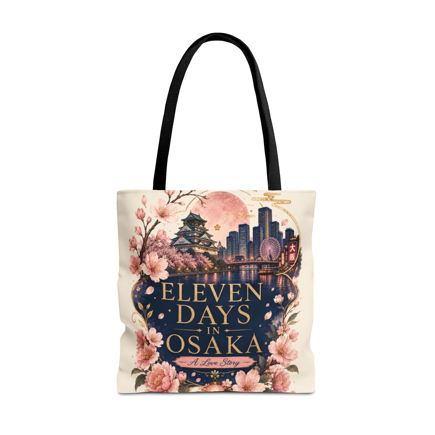 Osaka Travel Tote Bag — "Eleven Days in Osaka" Cherry Blossom Souvenir