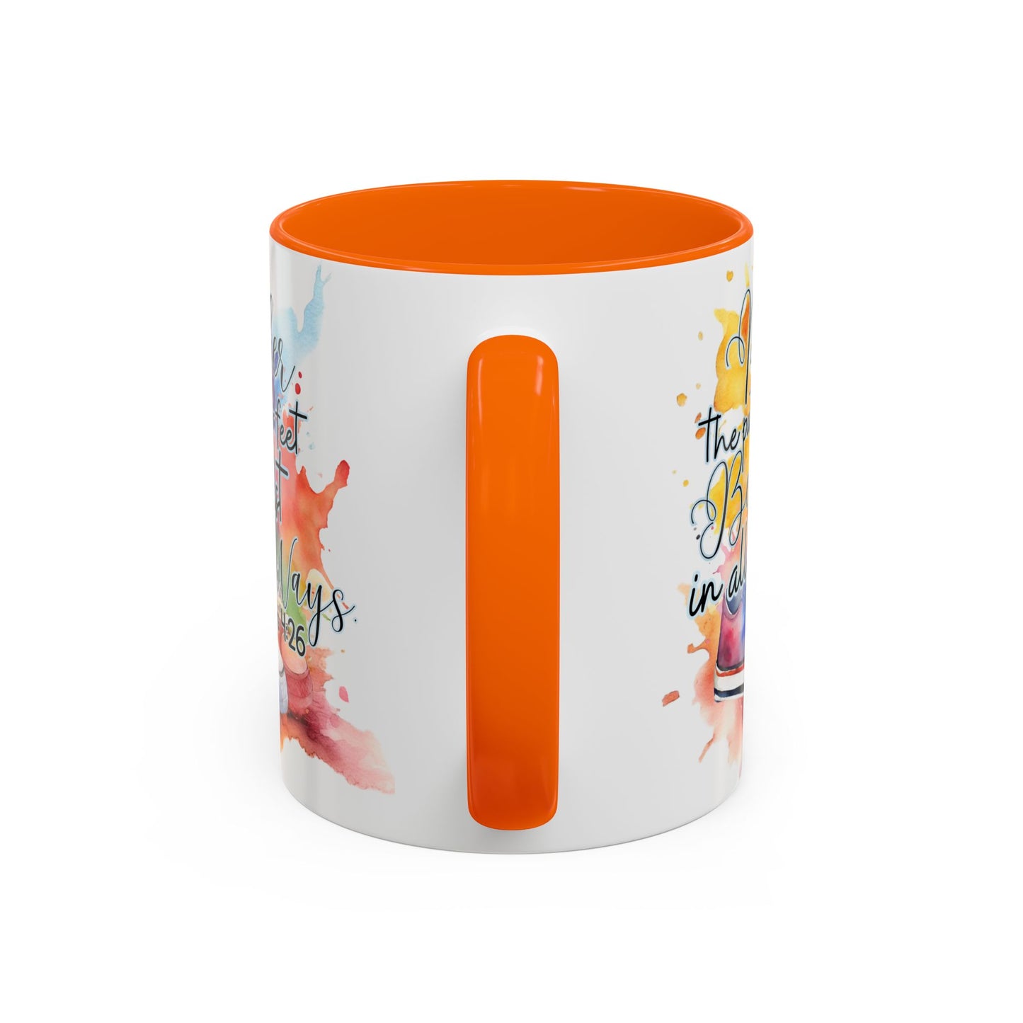 Accent Coffee Mug — Proverbs 4:26 'Ponder the Path of Your Feet' Watercolor Inspirational Mug