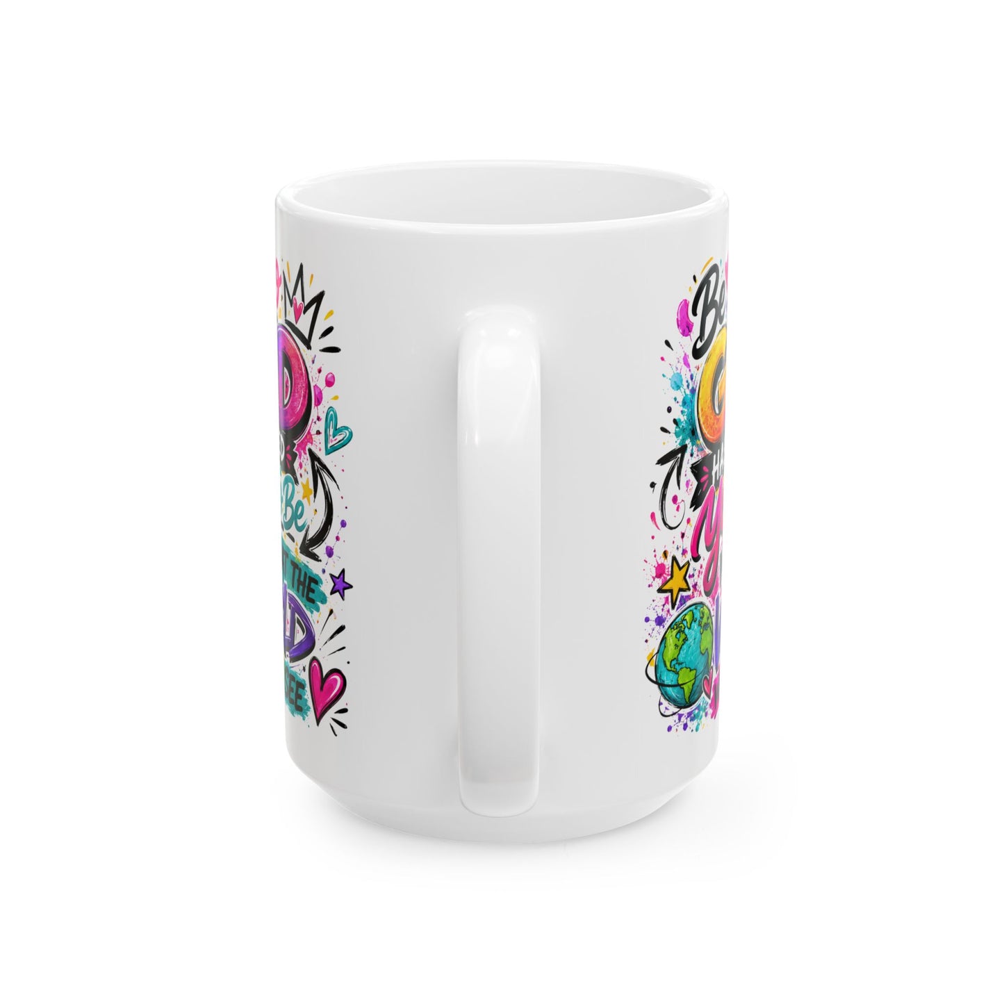 Be Kind to the World Mug | Colorful Positive Quote Ceramic Coffee Cup