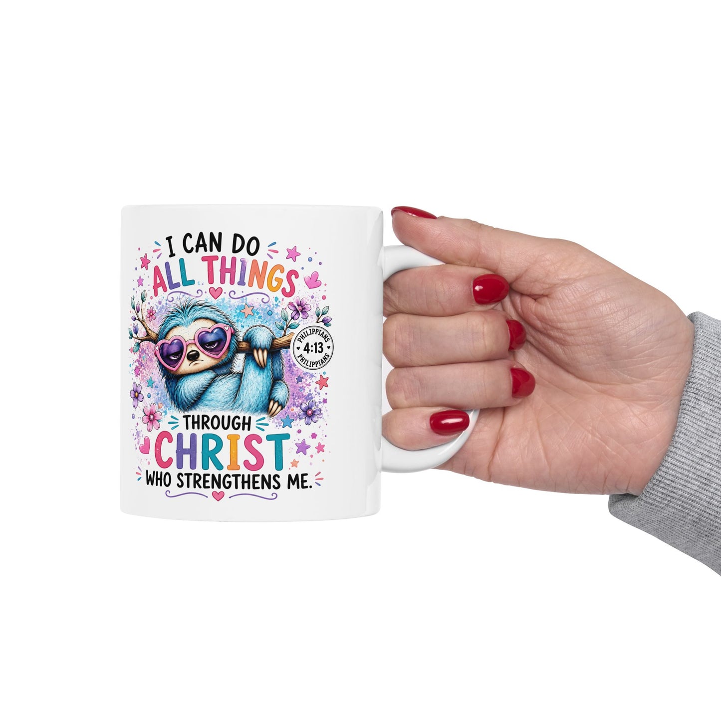 I Can Do All Things Sloth Mug | Inspirational Scripture Philippians 4:13