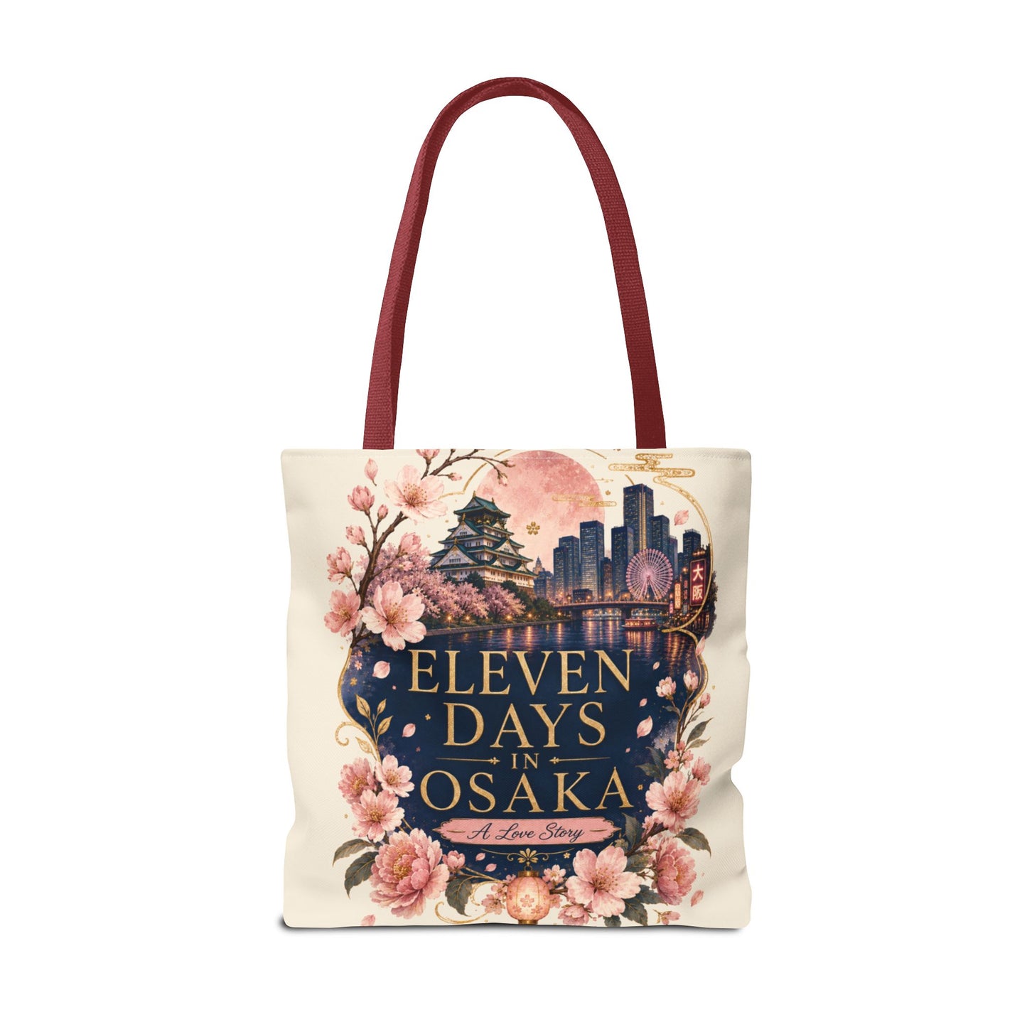 Osaka Travel Tote Bag — "Eleven Days in Osaka" Cherry Blossom Souvenir