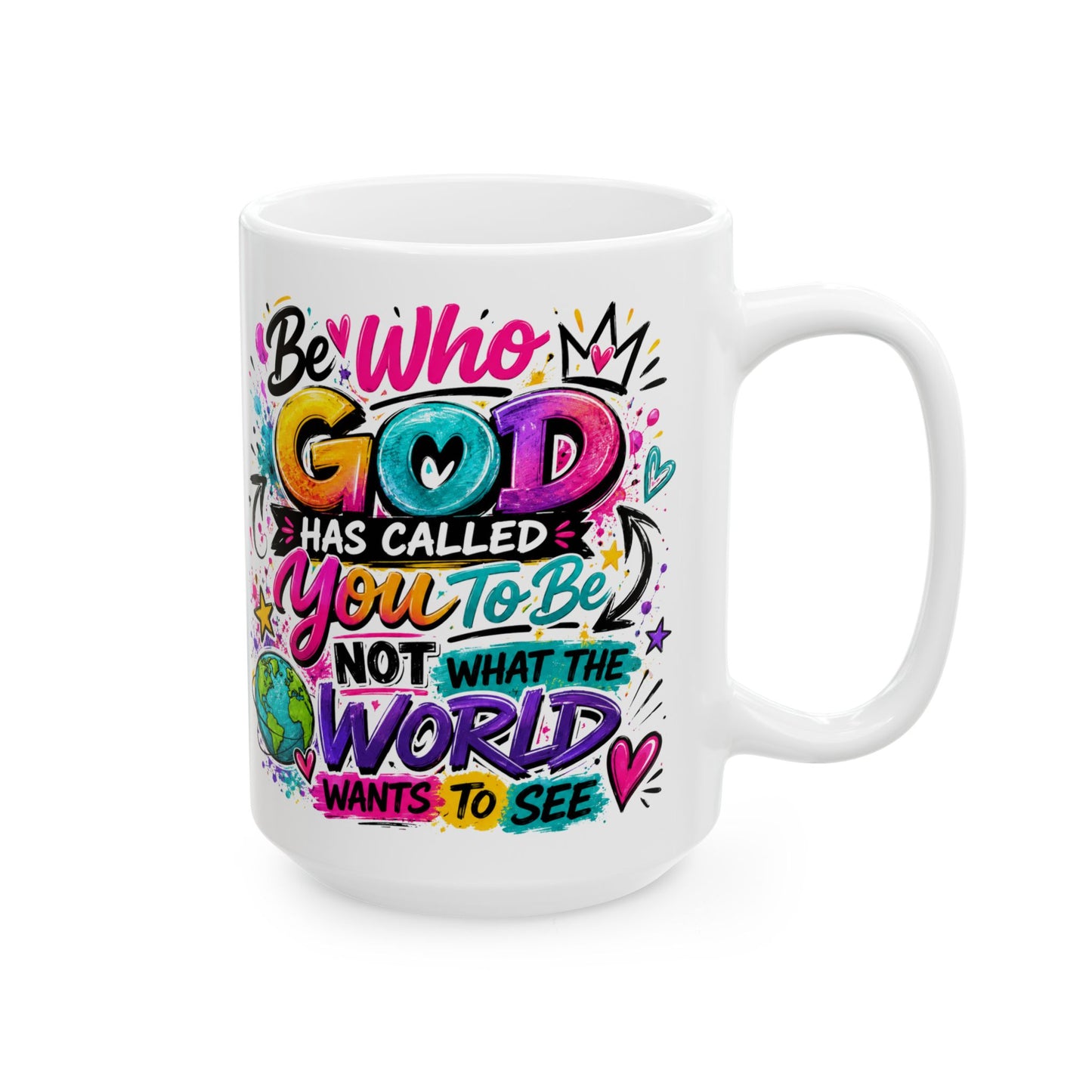 Be Kind to the World Mug | Colorful Positive Quote Ceramic Coffee Cup