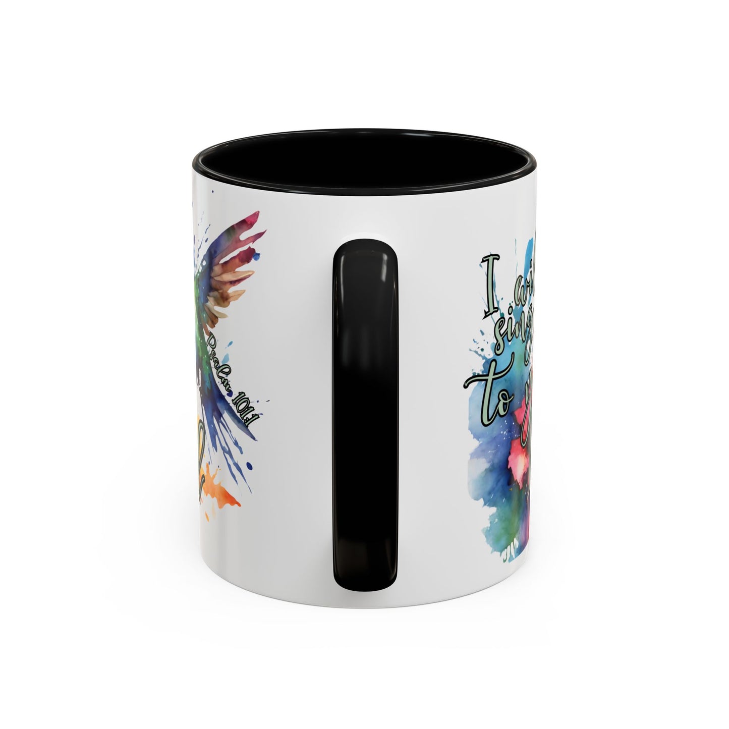 Coffee Mug — 'I Will Sing to You Lord' Watercolor Hummingbird