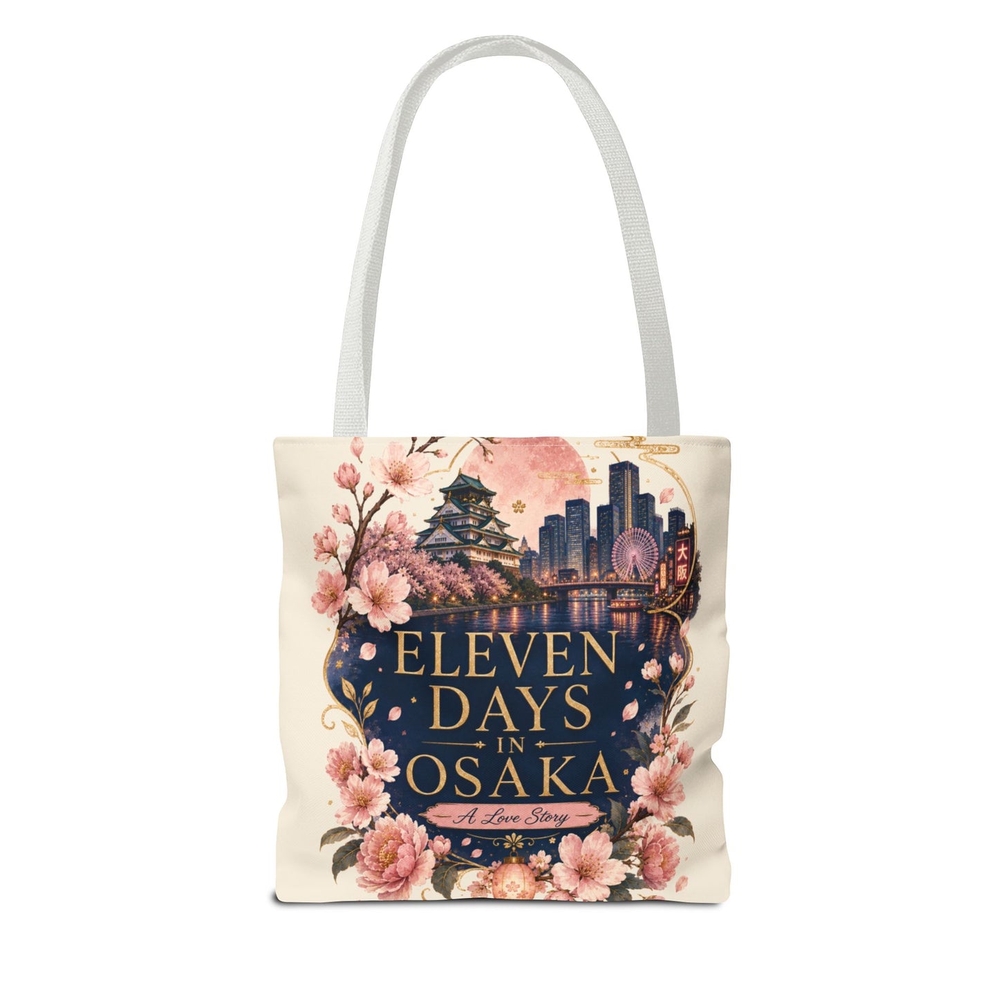 Osaka Travel Tote Bag — "Eleven Days in Osaka" Cherry Blossom Souvenir