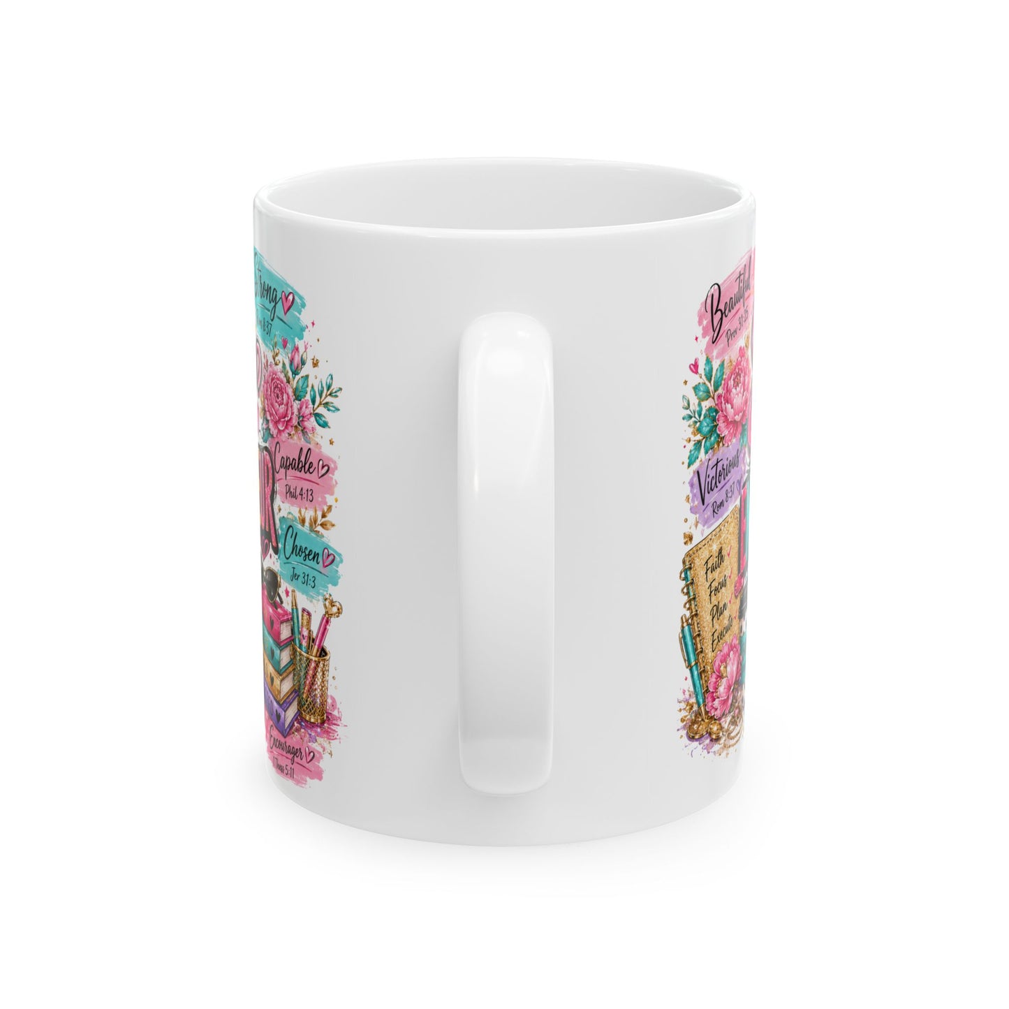 She is Entrepreneur Self Care Student Mug | Floral Books, Coffee, Study Planner Design