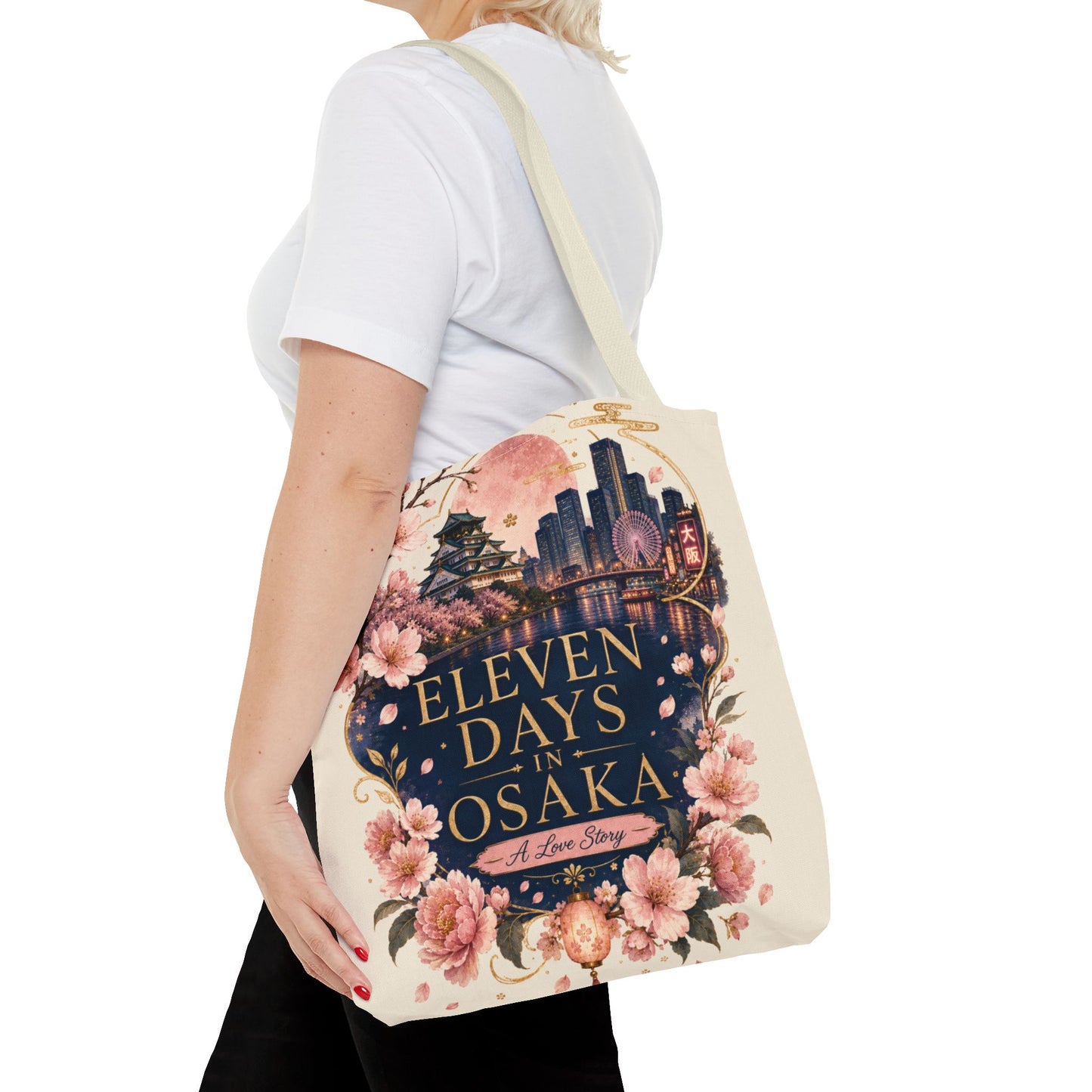 Osaka Travel Tote Bag — "Eleven Days in Osaka" Cherry Blossom Souvenir