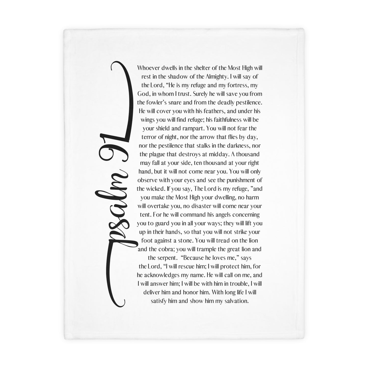 Psalm 91 Christian Velveteen Minky Blanket (Two-sided print)