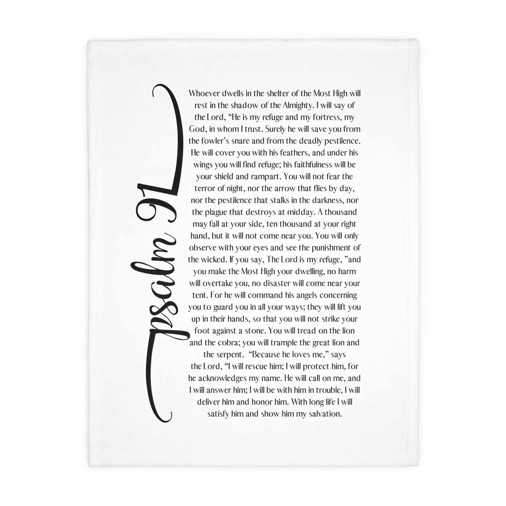 Psalm 91 Christian Velveteen Minky Blanket (Two-sided print)