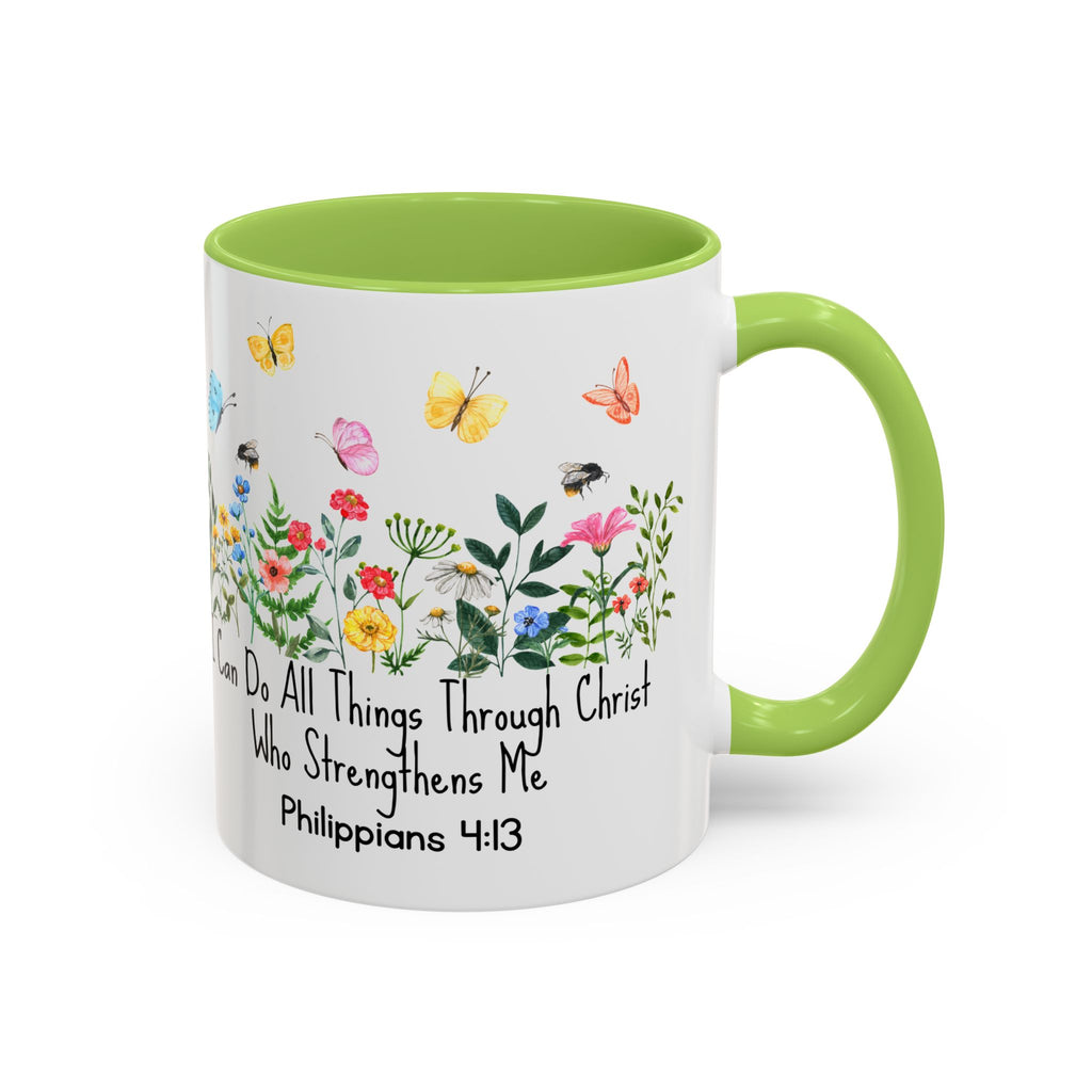 Inspirational Floral Coffee Mug — "I Can Do All Things Through Christ" Philippians 4:13