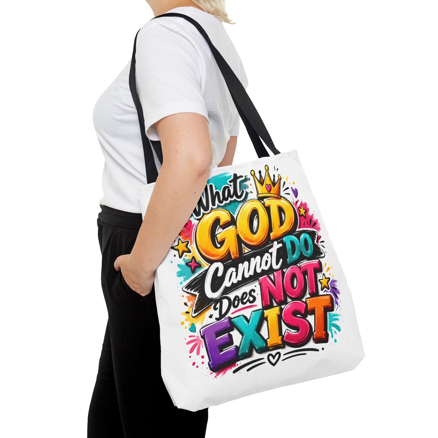 What God Cannot Do Does Not Exist tote bag | Religious Scripture Graphic Tote