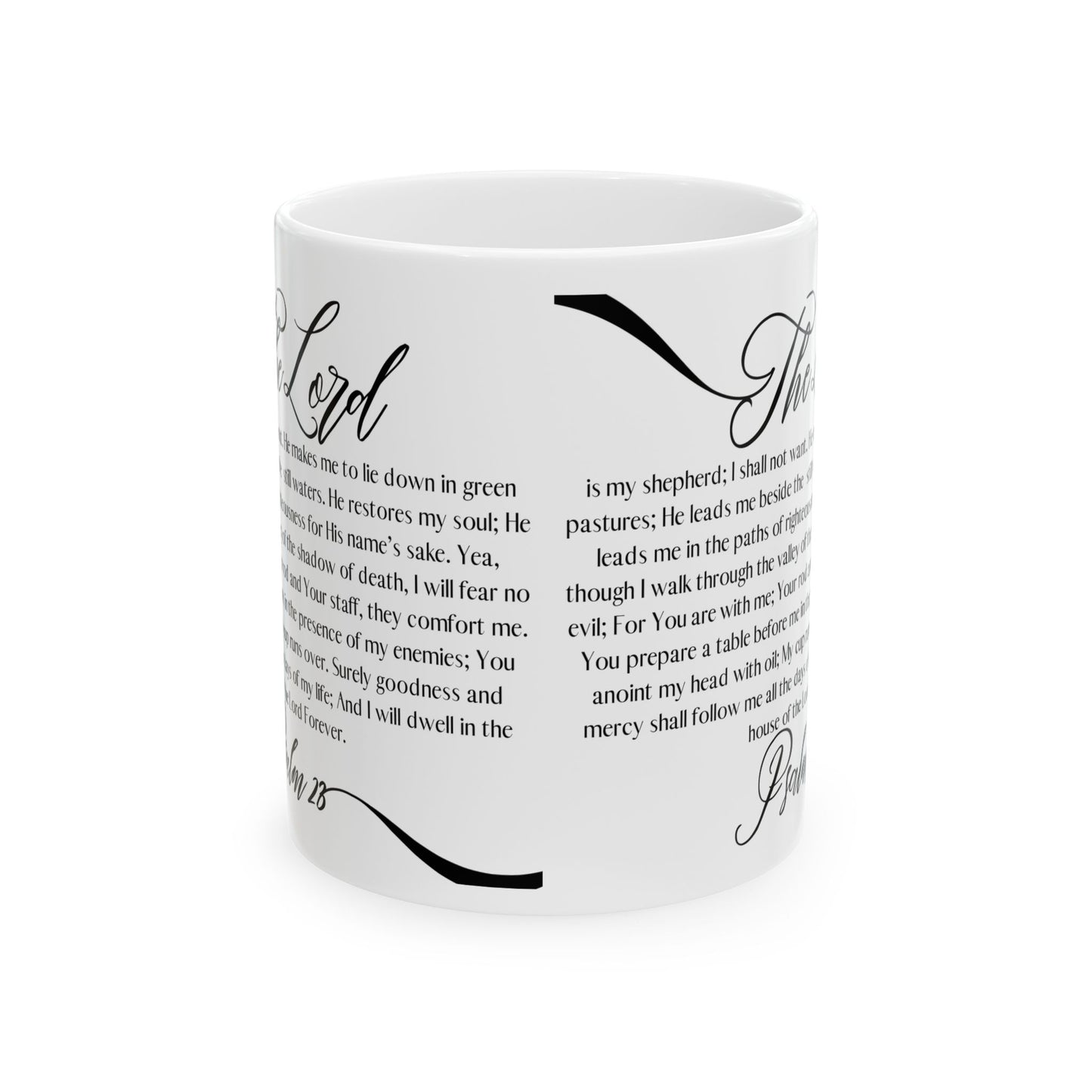 Psalm 23 Ceramic Mug — Bible Verse Scripture Coffee Cup (11oz & 15oz)