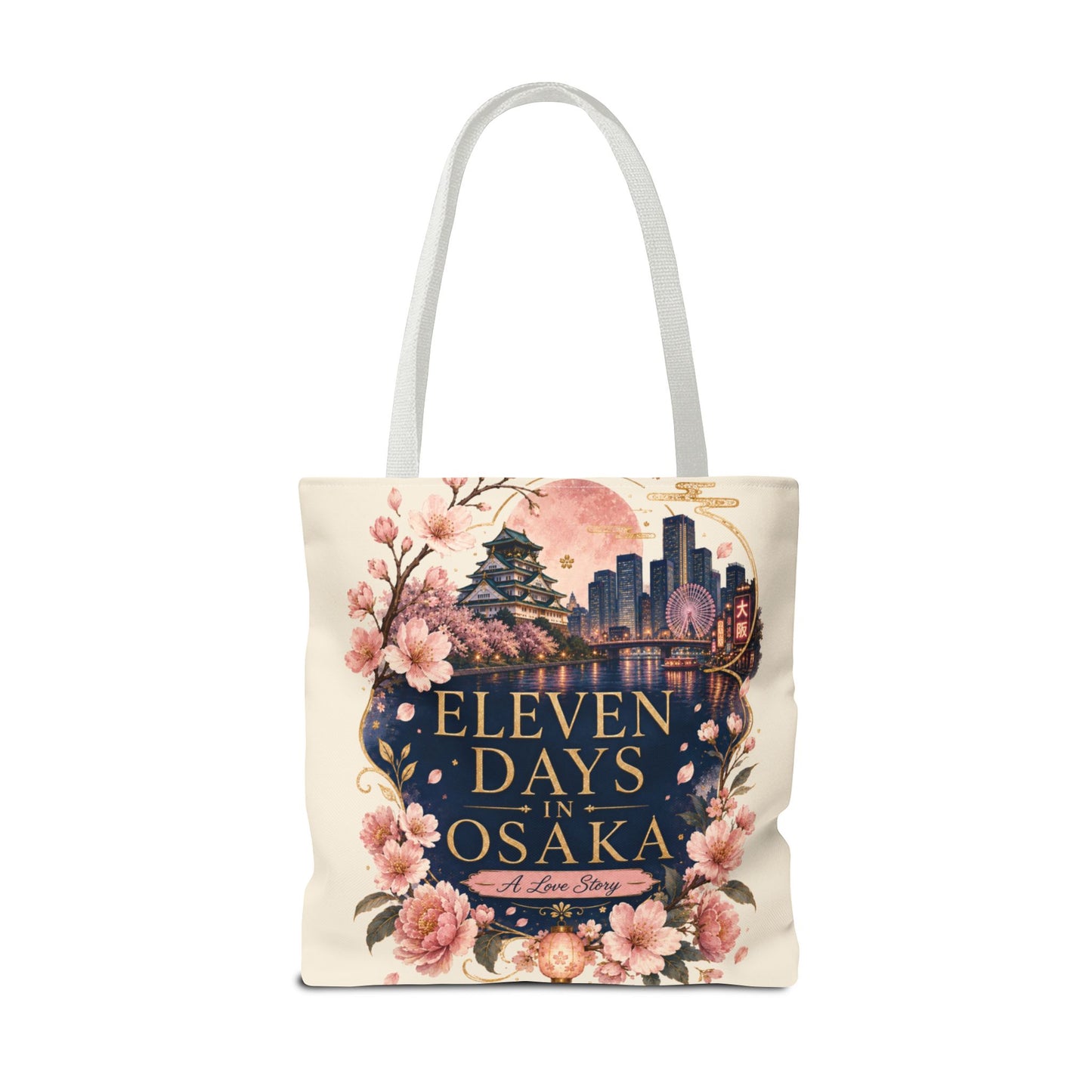 Osaka Travel Tote Bag — "Eleven Days in Osaka" Cherry Blossom Souvenir