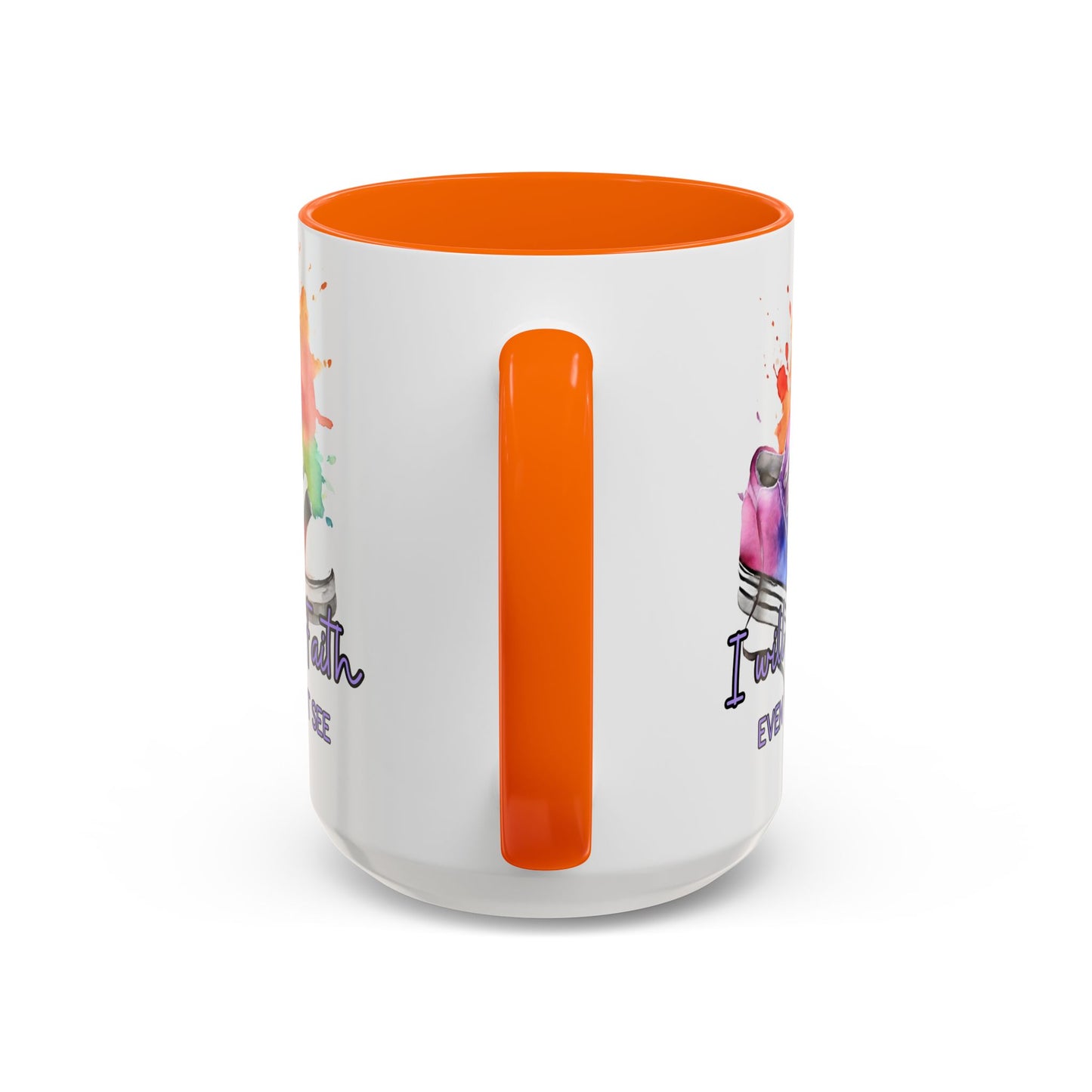 Accent Coffee Mug — "I Will Walk by Faith" Watercolor Sneakers Christian Gift (11/15oz)
