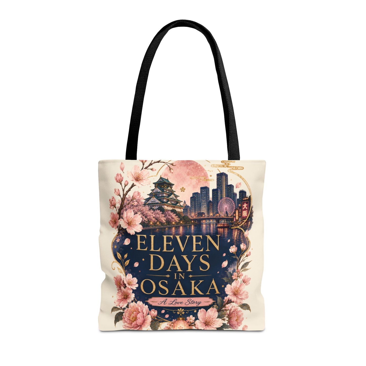 Osaka Travel Tote Bag — "Eleven Days in Osaka" Cherry Blossom Souvenir
