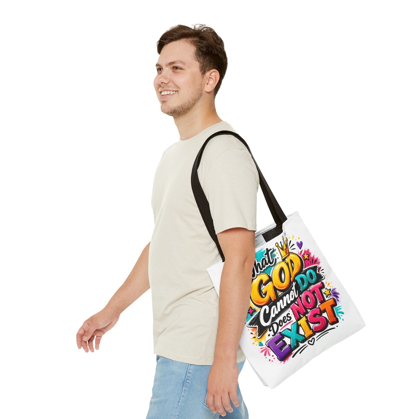 What God Cannot Do Does Not Exist tote bag | Religious Scripture Graphic Tote
